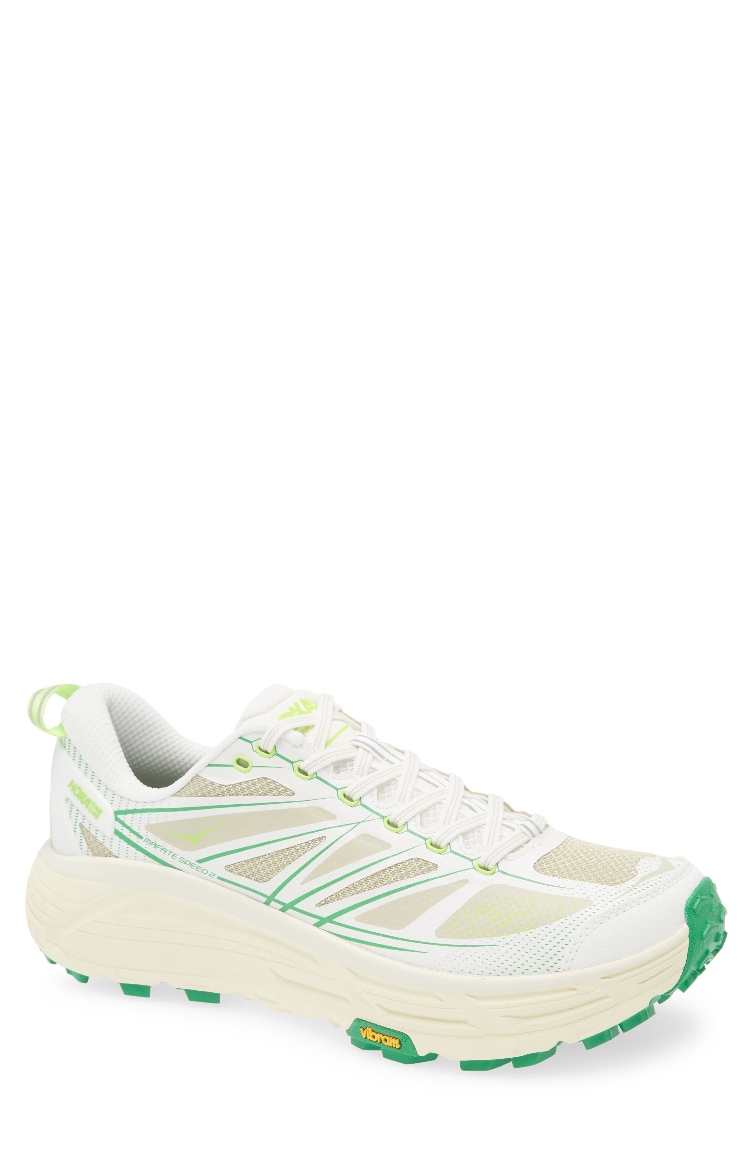 HOKA Mafate Speed 2 Sneaker in White /Fresh Cut Grass at Nordstrom - 1