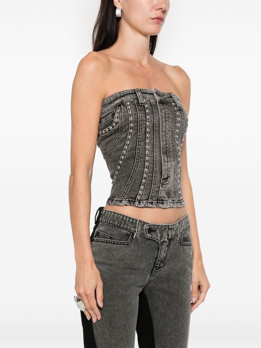 spiral denim studded bustier - 3