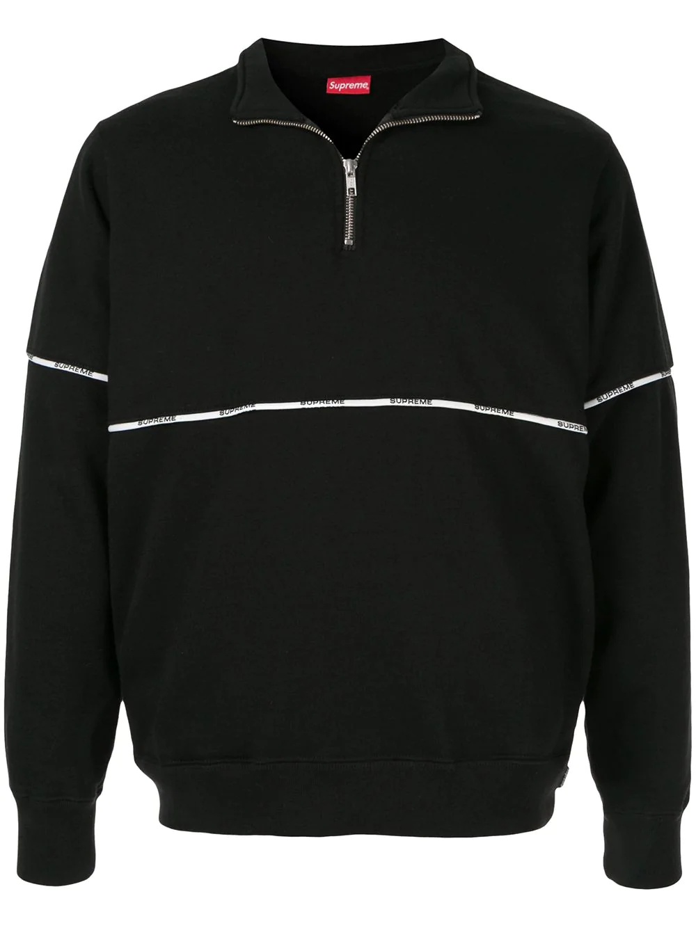 logo piping zipped sweatshirt - 1