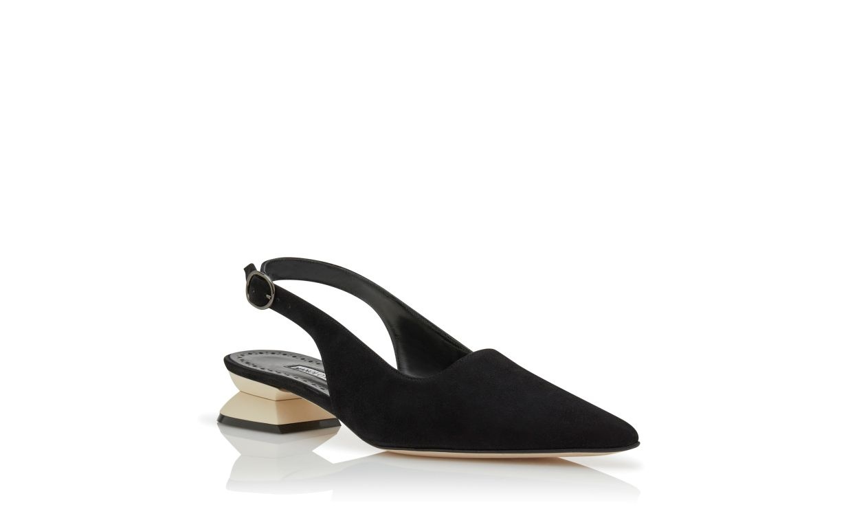 Black and Ivory Suede Slingback Mules - 3