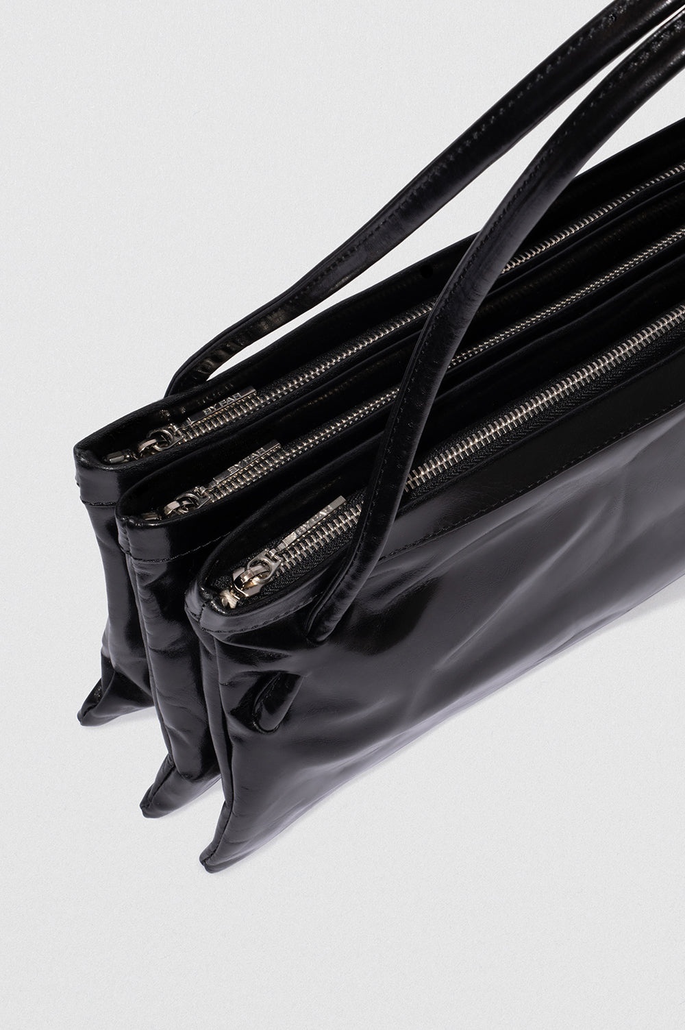 Hannah Black Creased Calf Leather Shoulder Bag - 3
