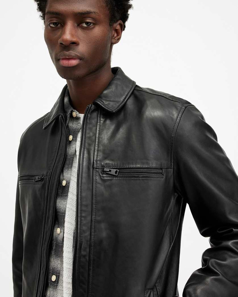 LUCK SLIM FRONT ZIP UP LEATHER JACKET 3