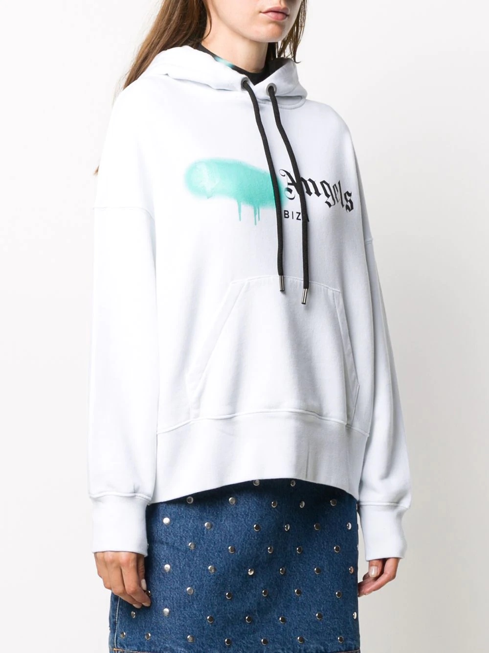 logo print cotton hoodie - 3