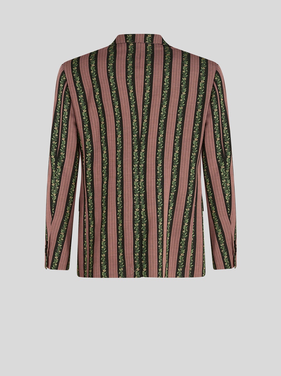 STRIPED FLORAL JACQUARD JACKET - 5
