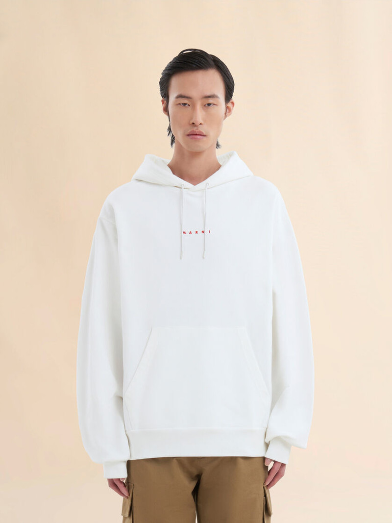 Marni WHITE BIO COTTON HOODIE WITH MARNI PRINT outlook