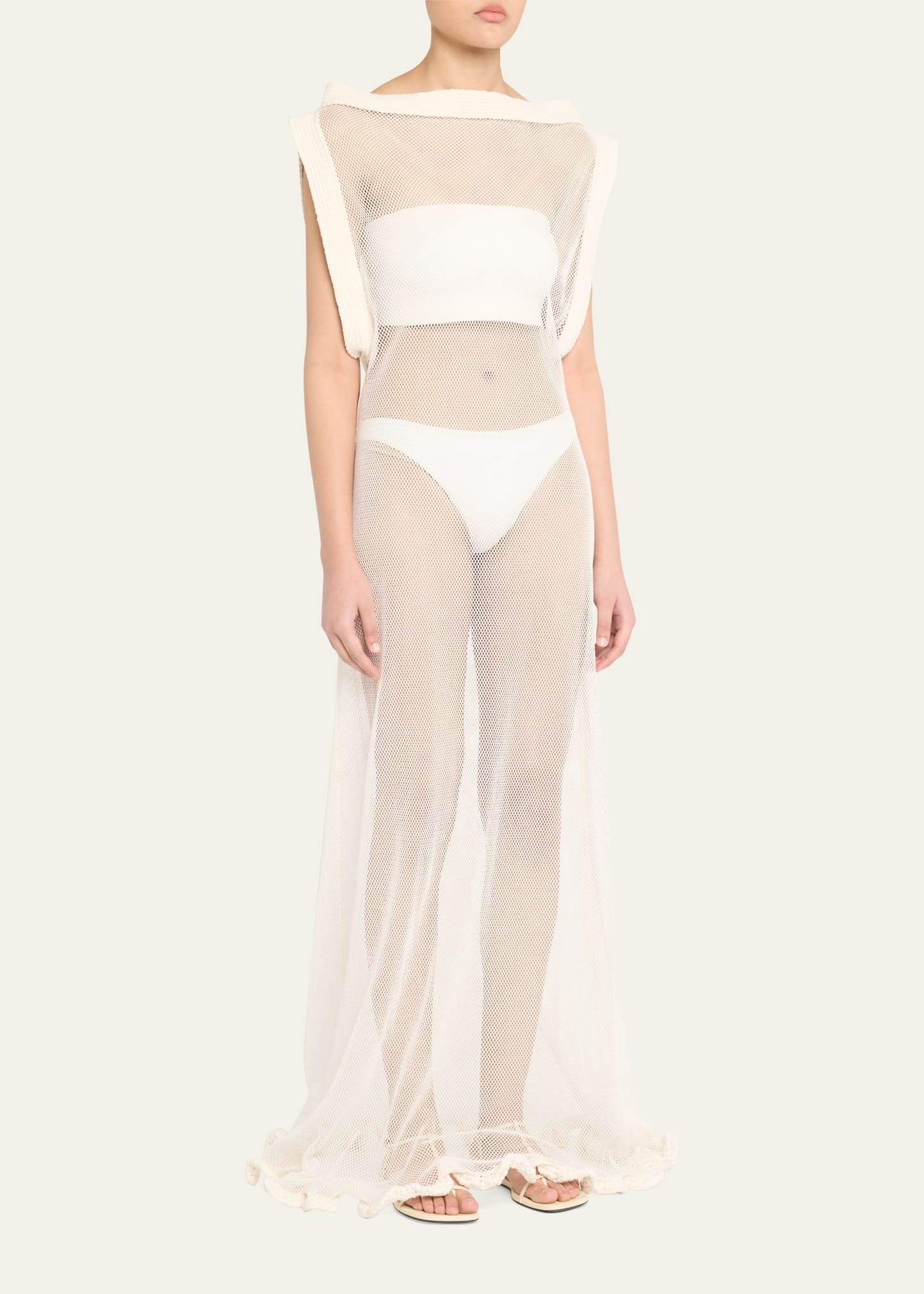 Wave Boatneck Mesh-Knit Maxi Dress - 4