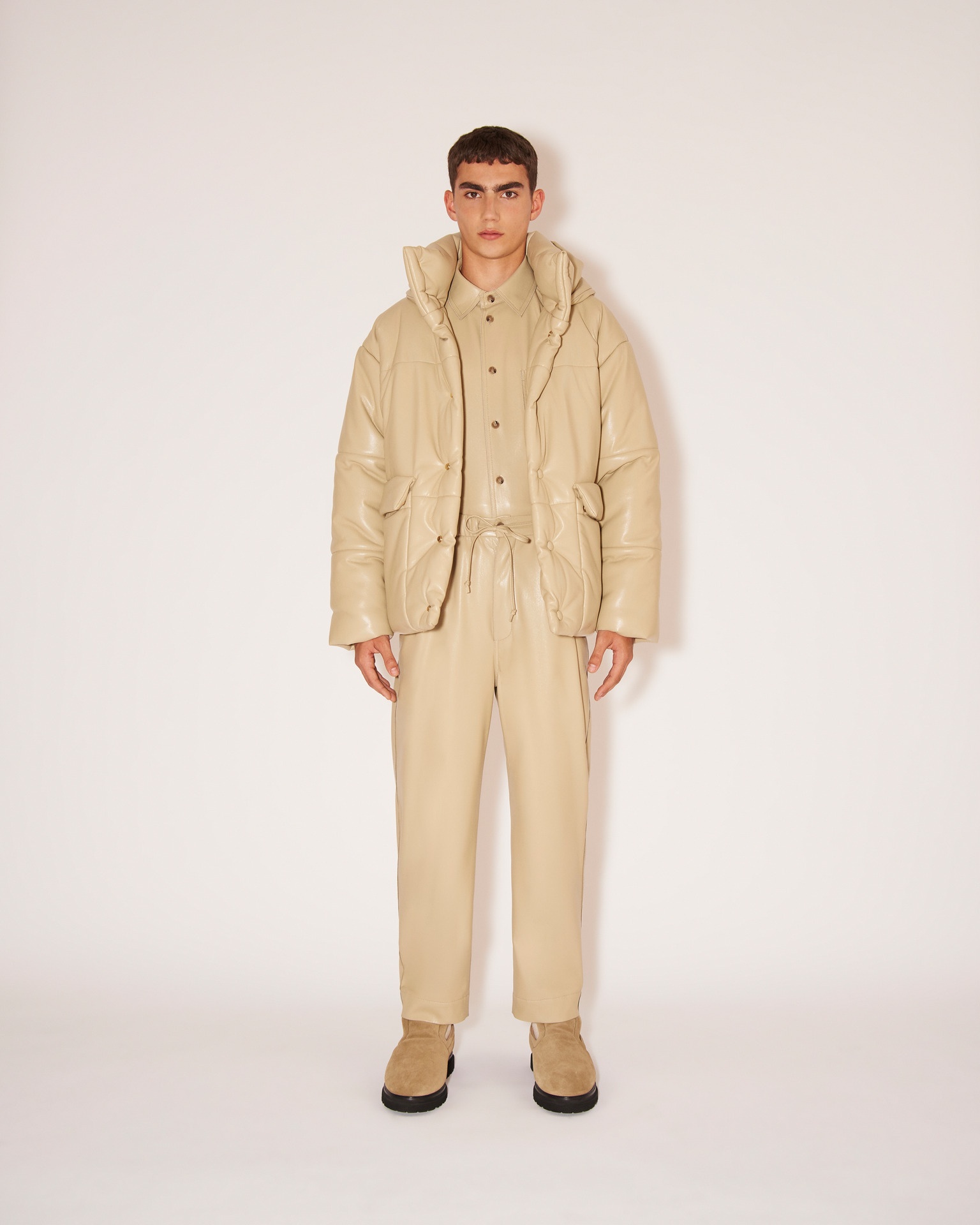 HIDE MENS - Vegan leather puffer jacket - Pebble - 2