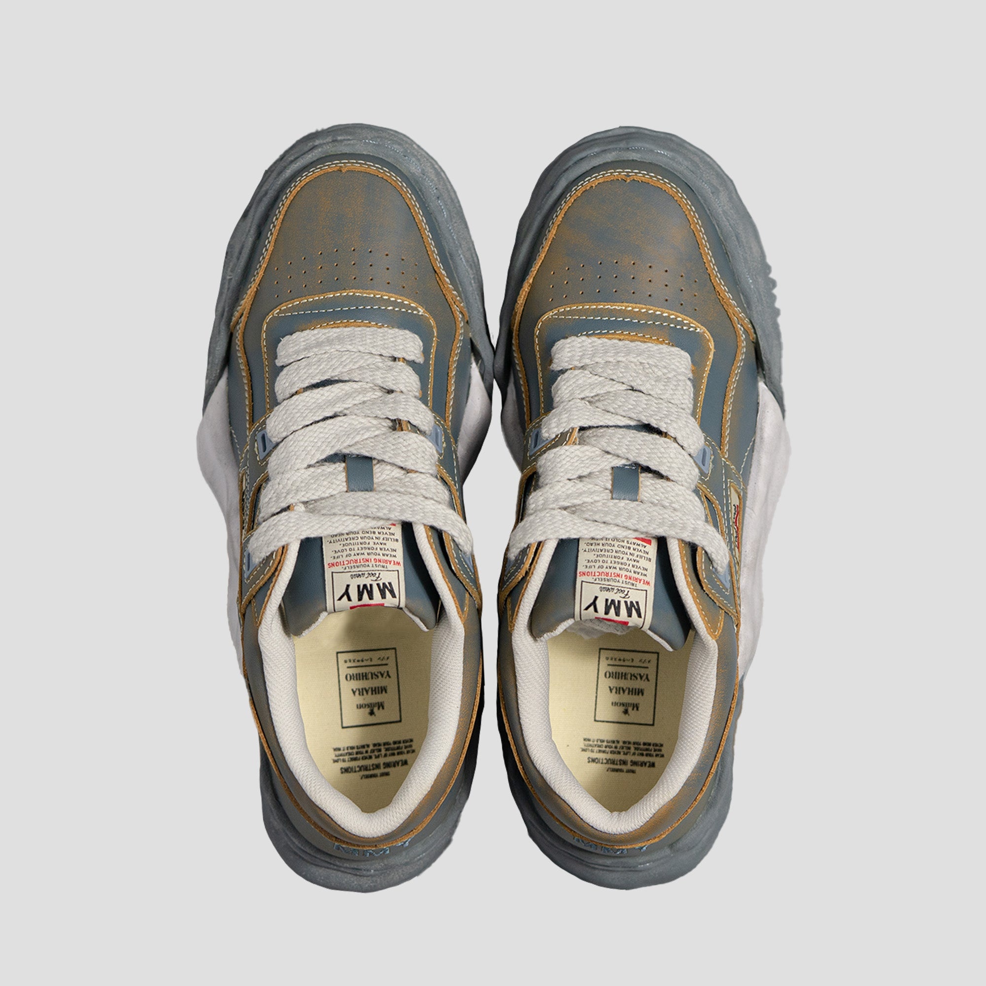 PARKER OG SOLE LOW-TOP VINTAGE TREATMENT LEATHER SNEAKERS - 3
