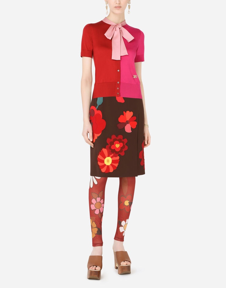 Cady midi skirt with floral patches and slit - 6