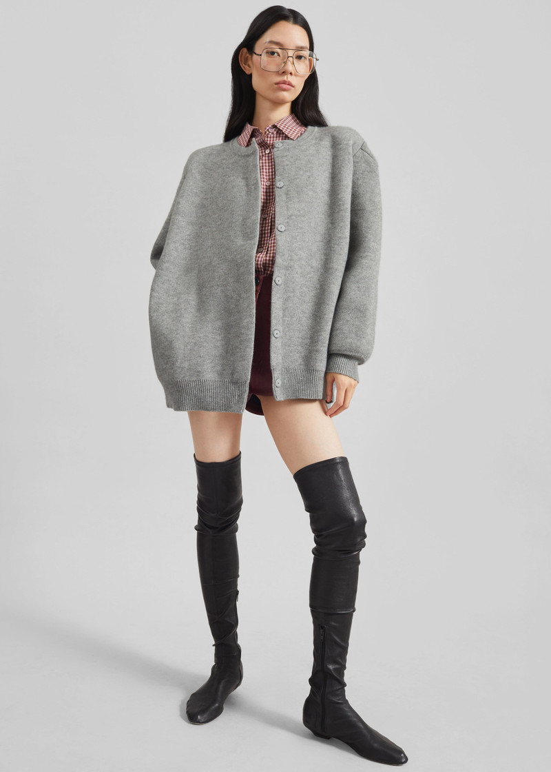 Bergen Padded Knit Cardigan - Grey 3