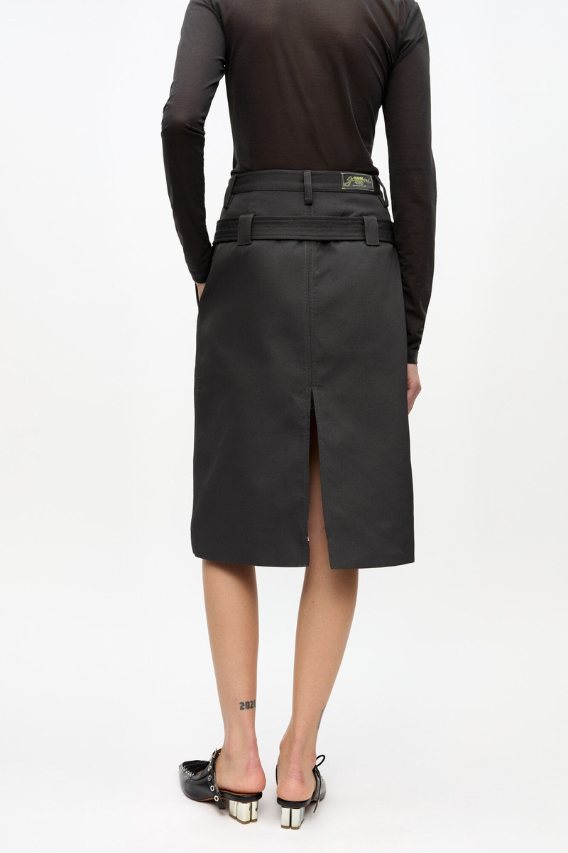 BLACK HEAVY TWILL MIDI SKIRT 4
