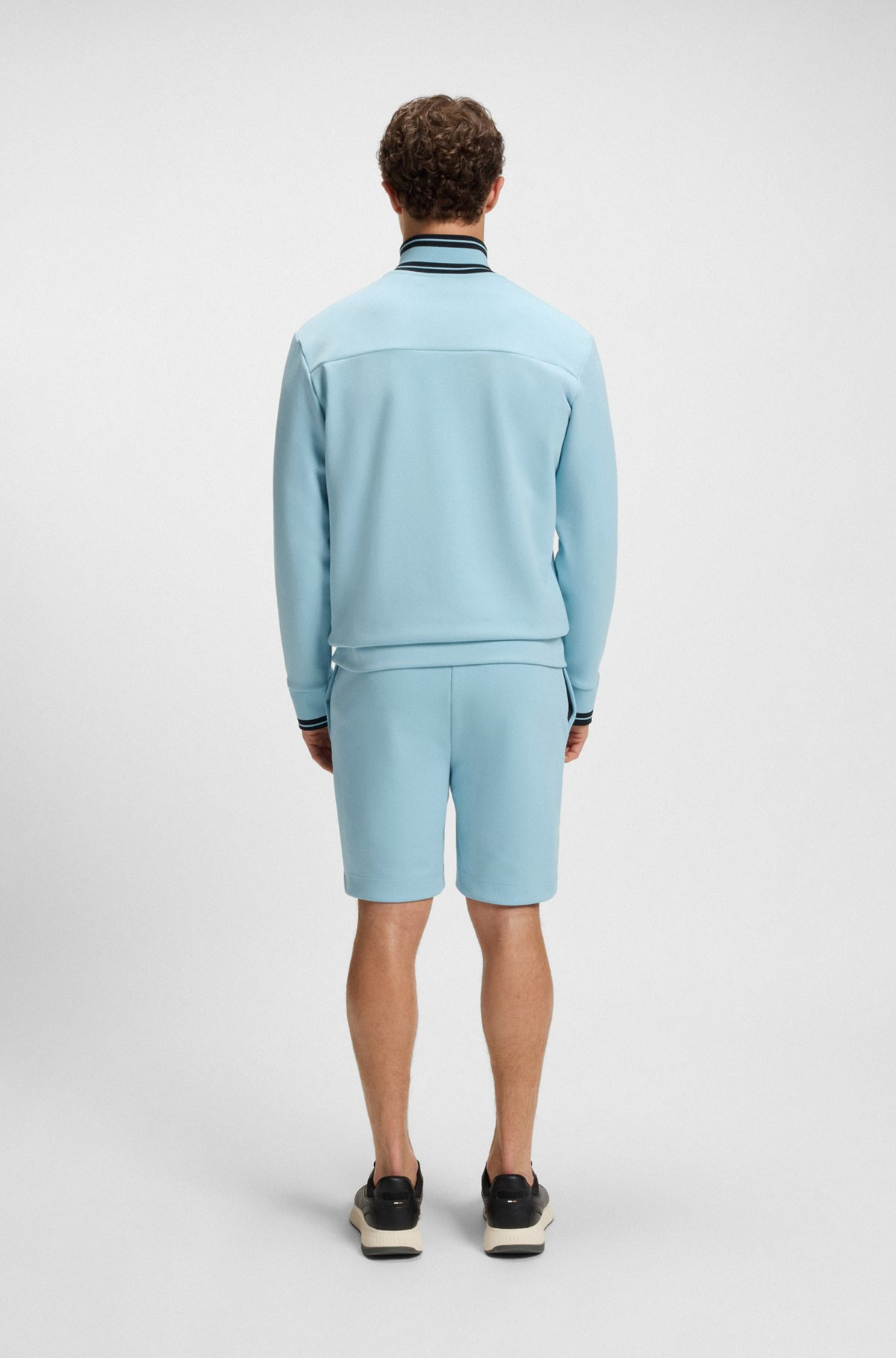 ZIP-UP SWEATSHIRT WITH STRIPED TRIMS - 5