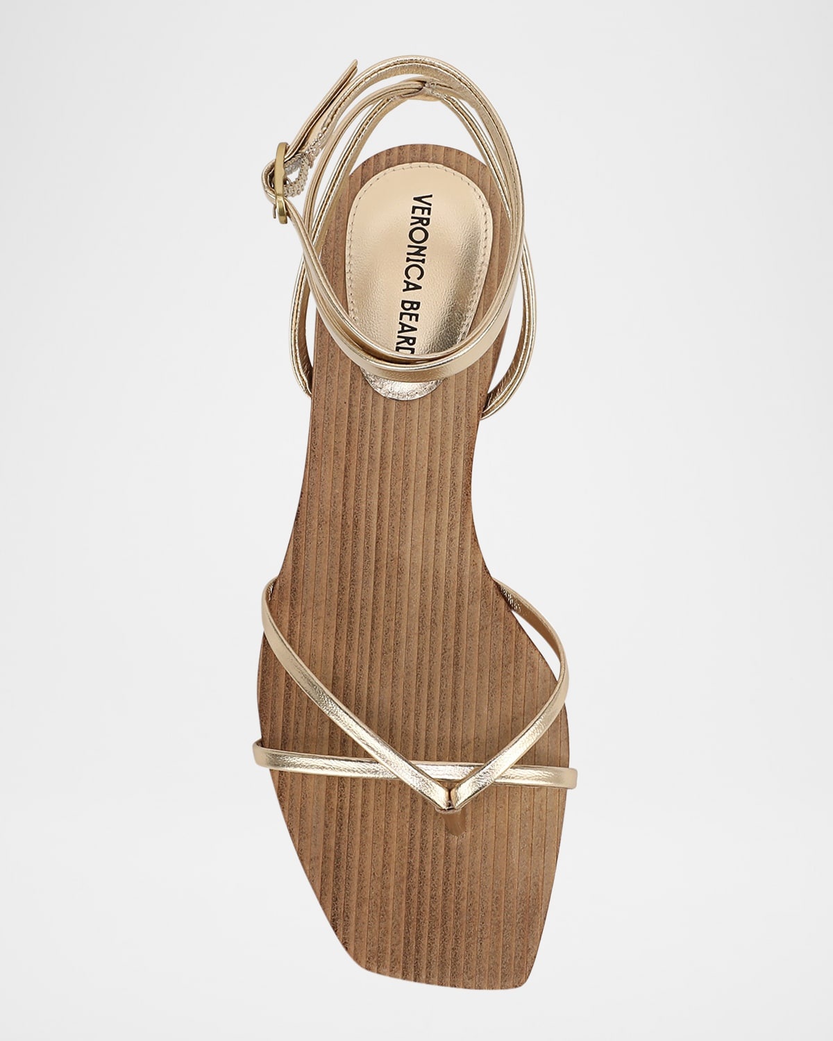 Allegra Metallic Flat Ankle-Strap Sandals - 7
