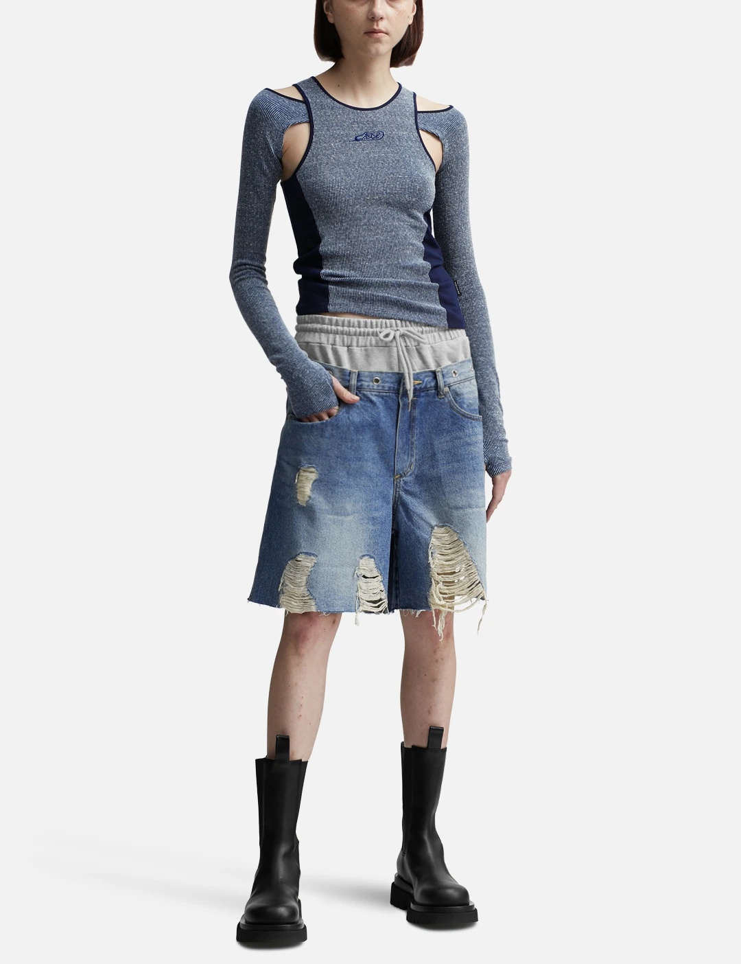 Andersson Bell DENNY SWEAT WAIST DAMAGED SHORTS | hbx