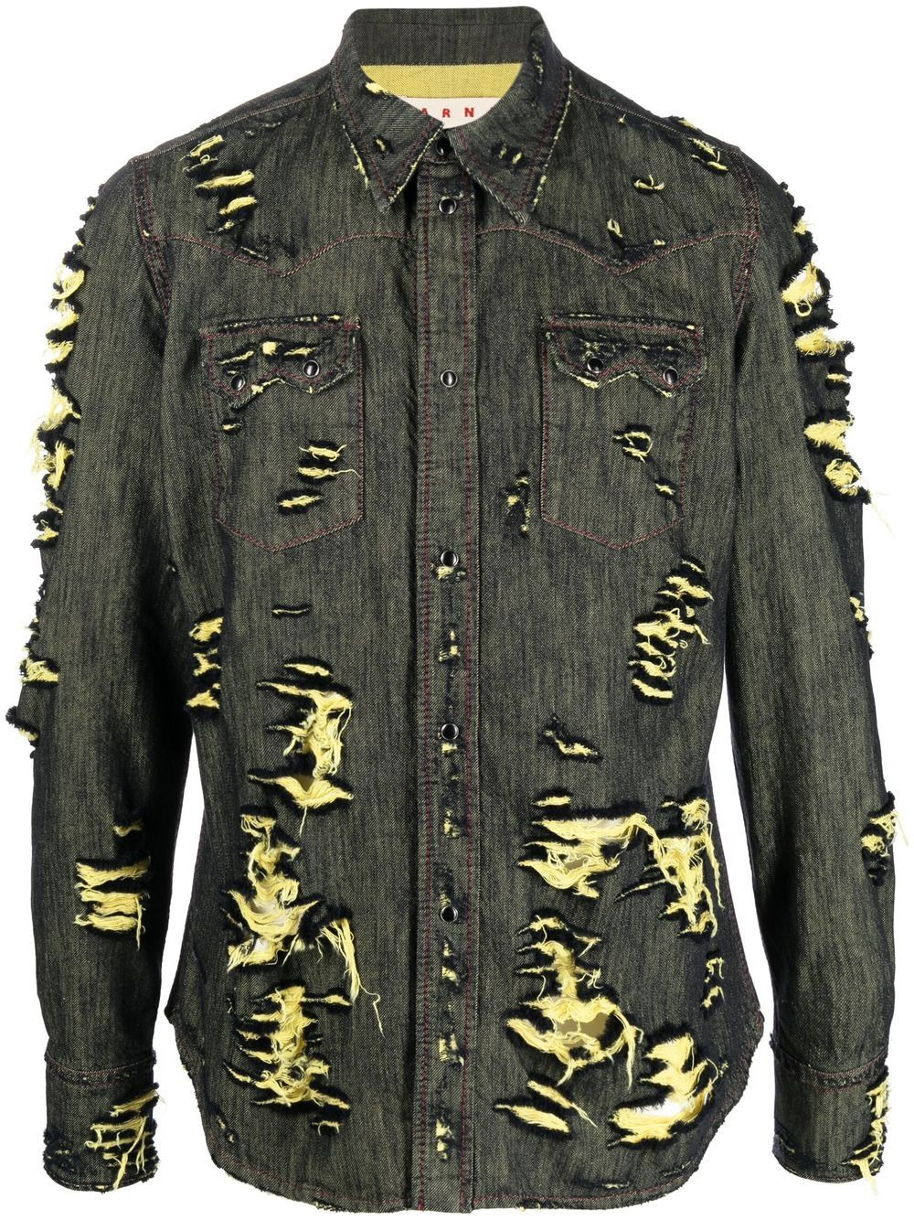 distressed denim shirt - 1