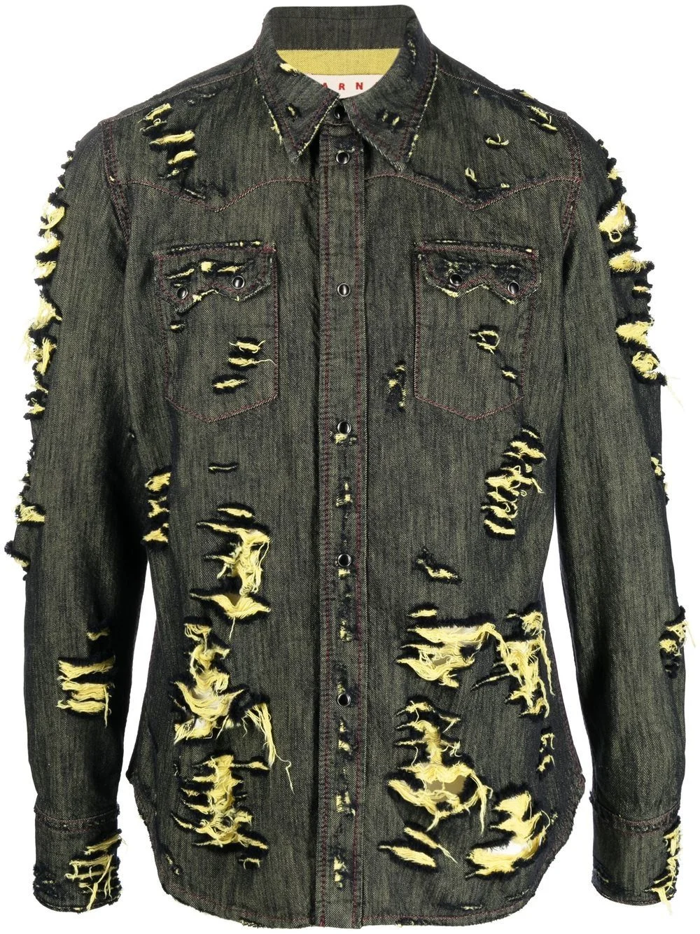 distressed denim shirt - 1