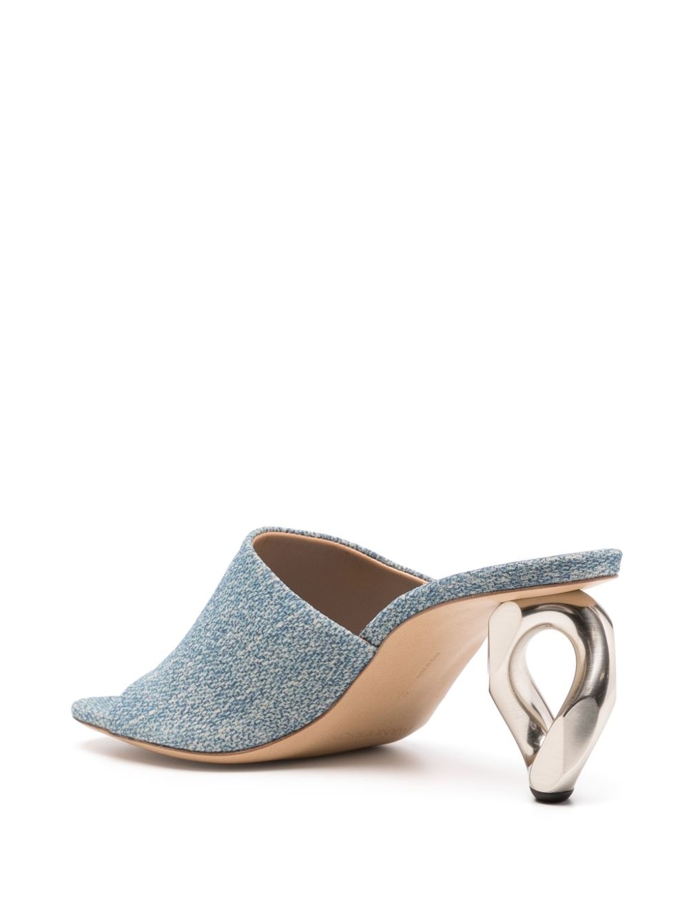 80mm chain-heel leather mules - 3