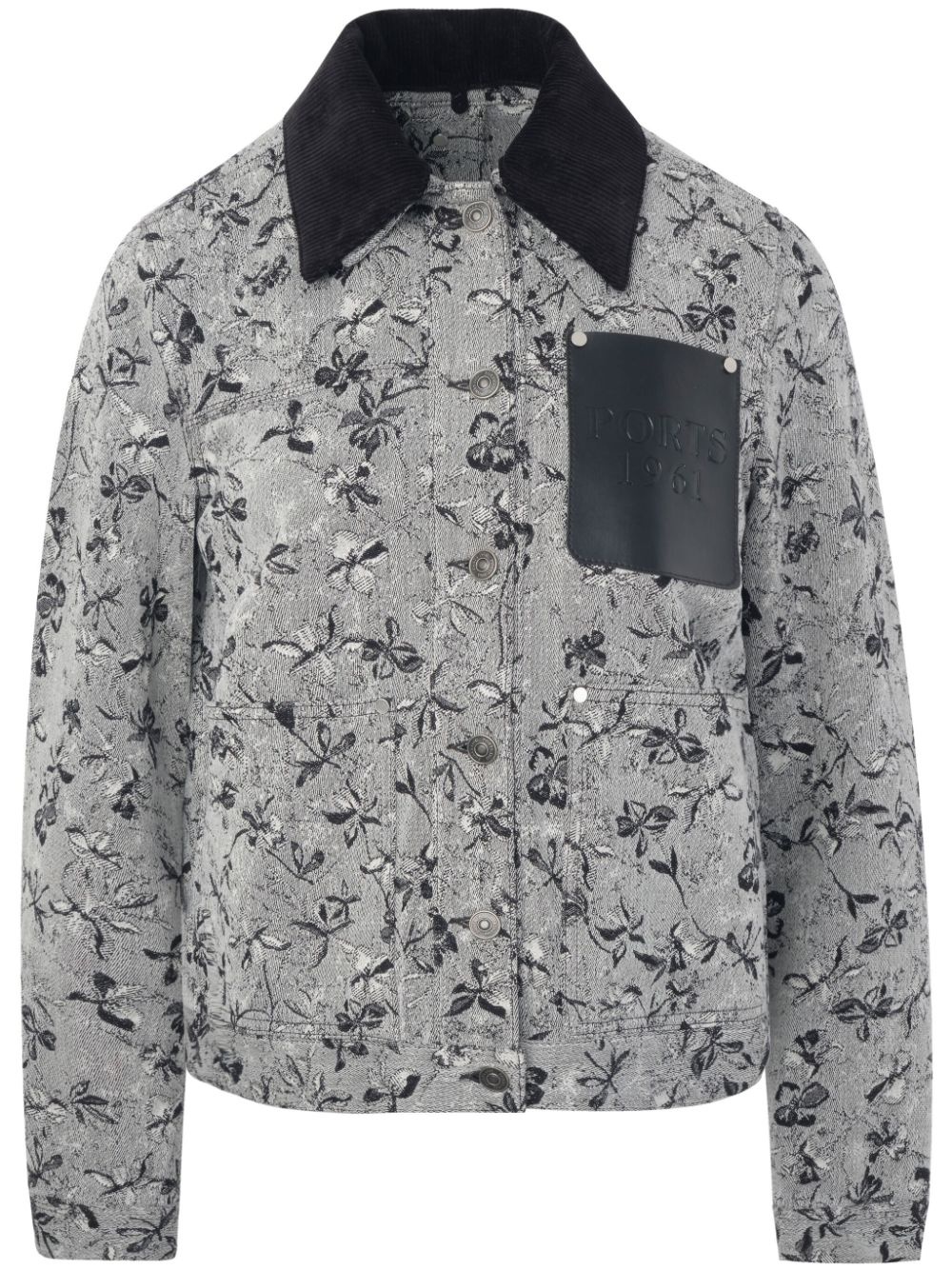 floral-print denim jacquard jacket - 1