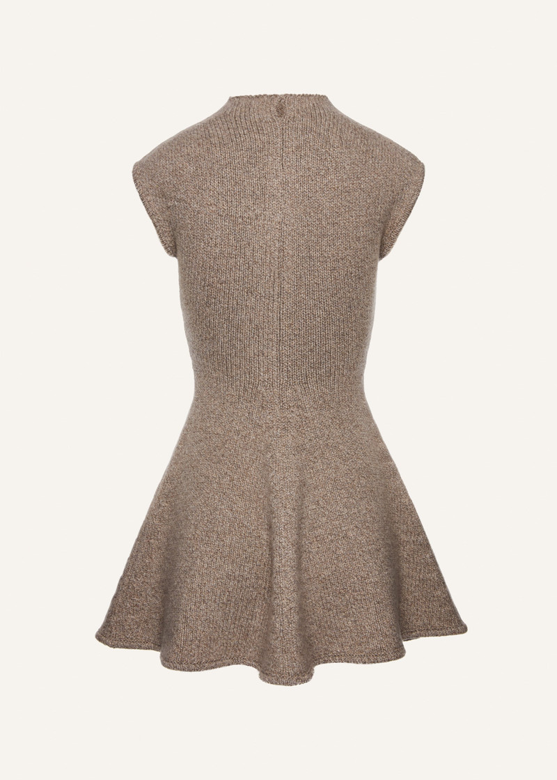 Marled knit skater dress in beige 2