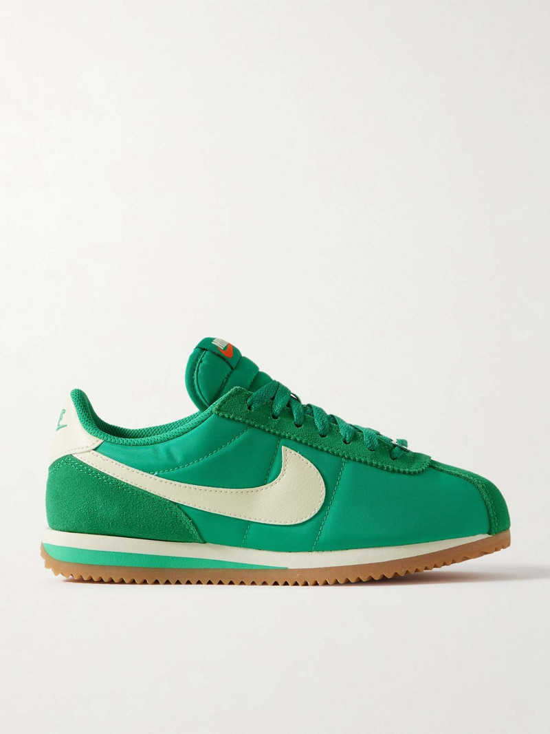 Cortez leather and suede-trimmed shell sneakers Bright green - 1