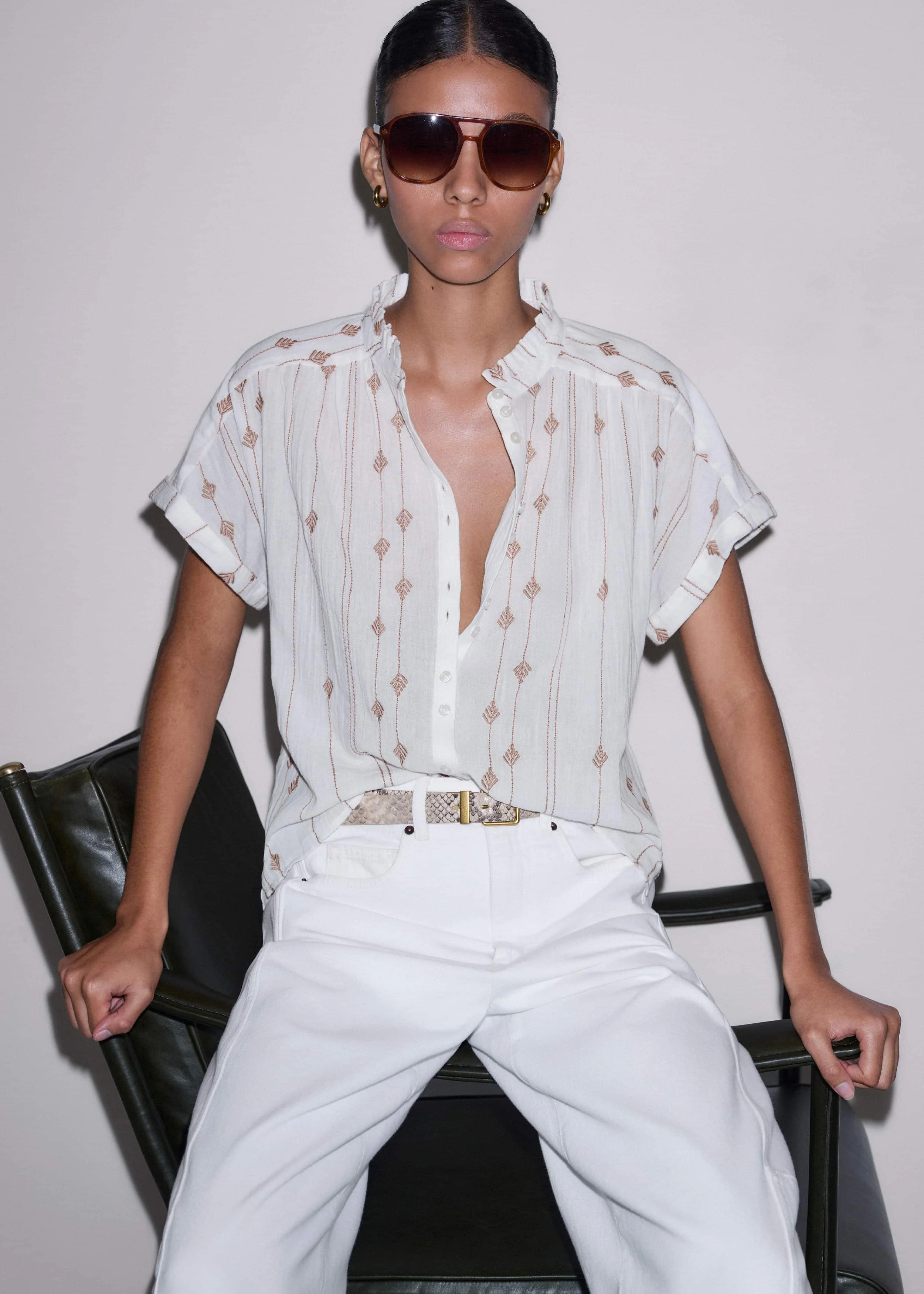 Turn-Up Cuff Blouse - 1