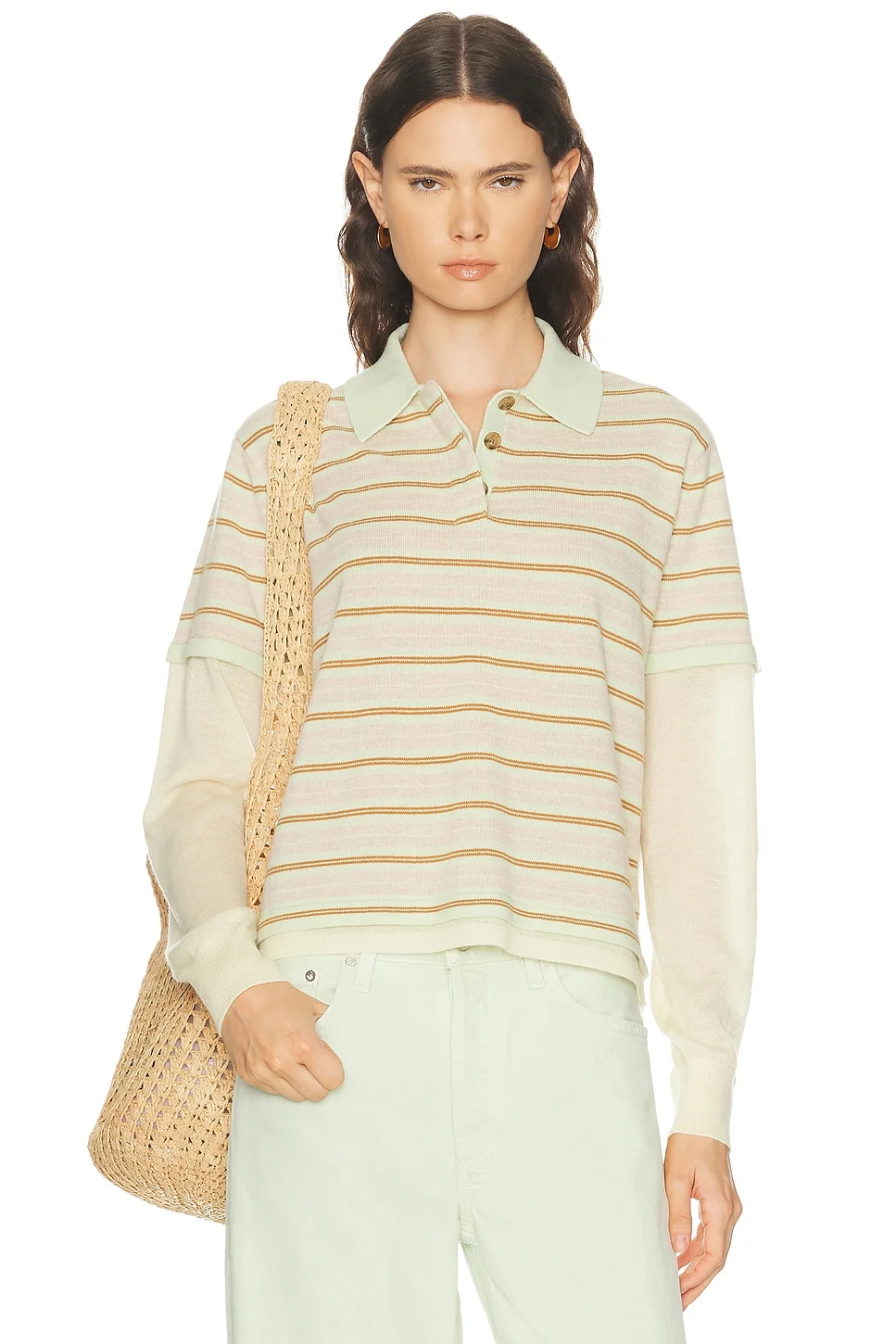 Layered Stripe Rugby Sweater - 1