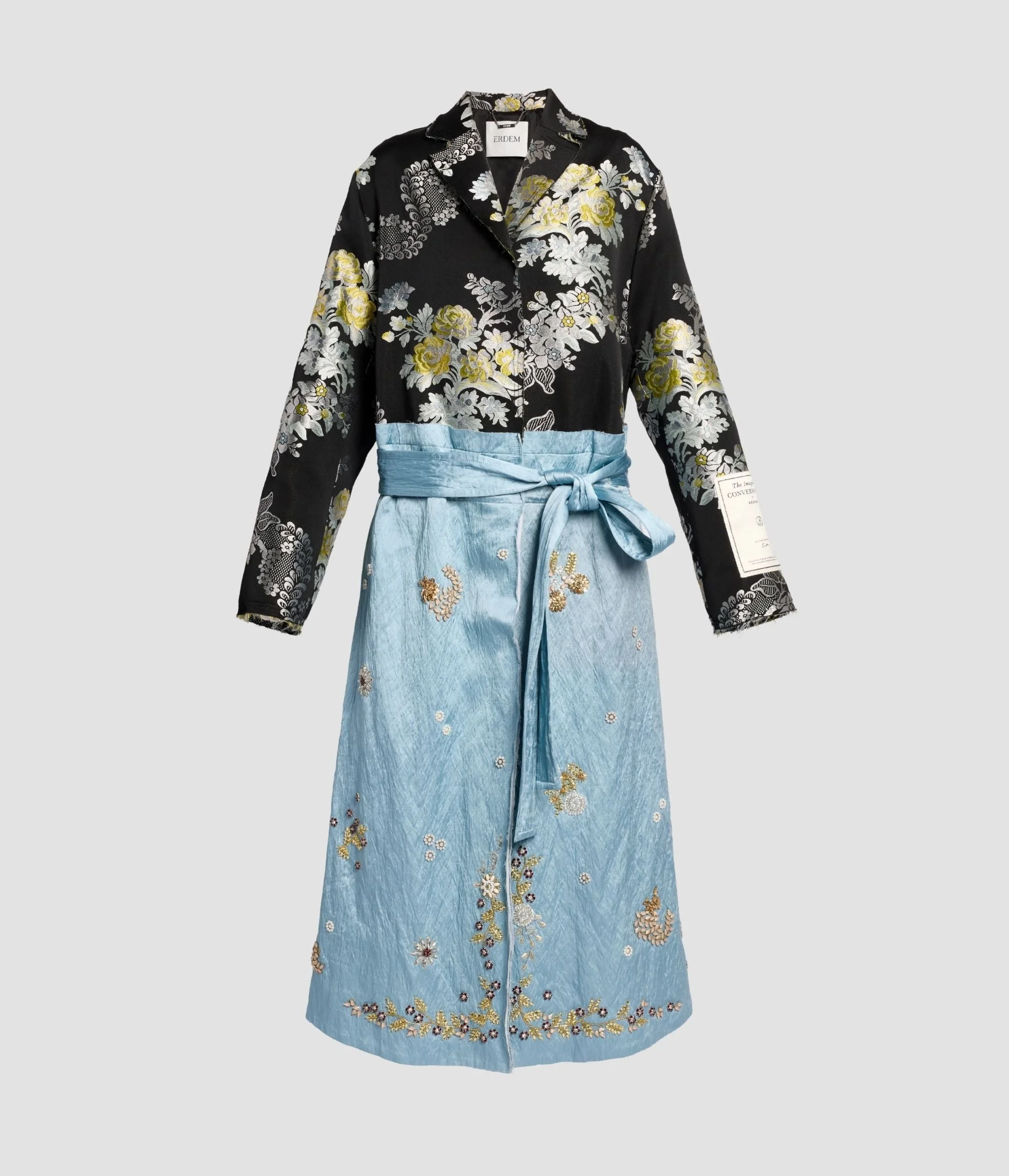 TEXTURED SATIN WRAP COAT - 1