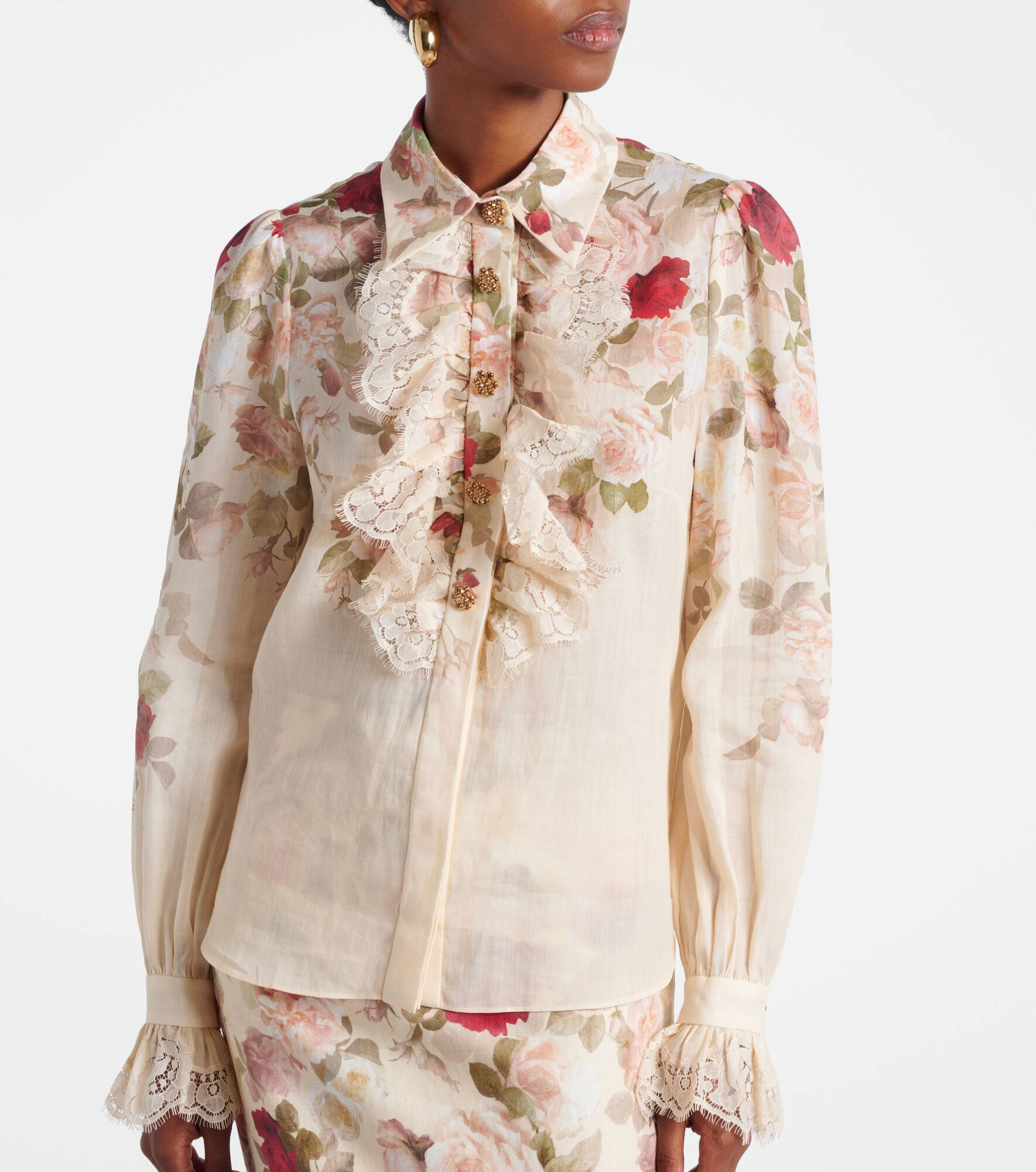 Hypnotic floral ramie blouse - 6