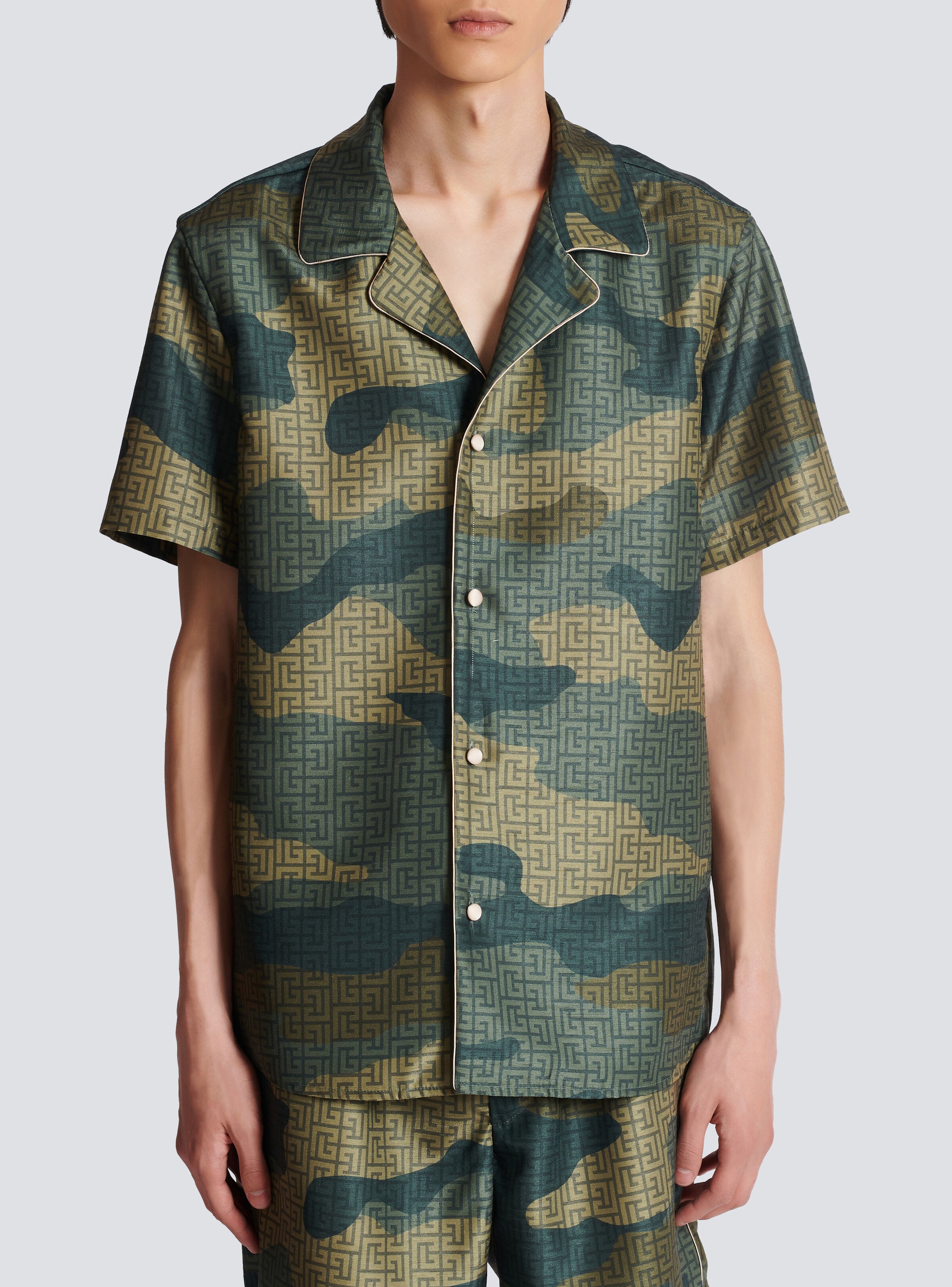 Camouflage monogrammed Shantung short-sleeved shirt - 5