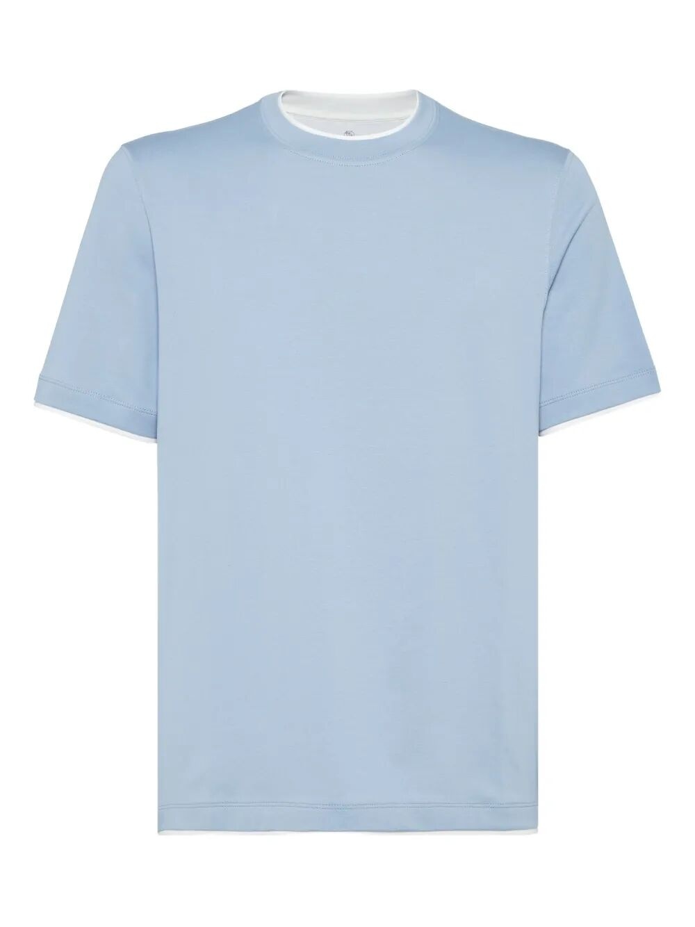 Cotton Jersey Crew Neck T-Shirt With Faux-Layering - 1