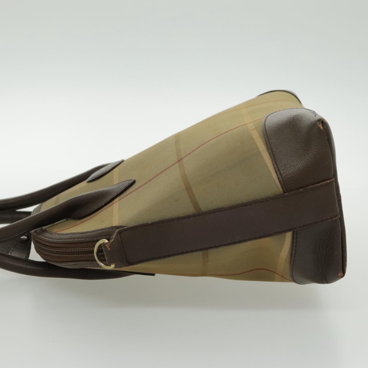 Burberry Nova Check Hand Bag Canvas Leather Brown Gold - 3