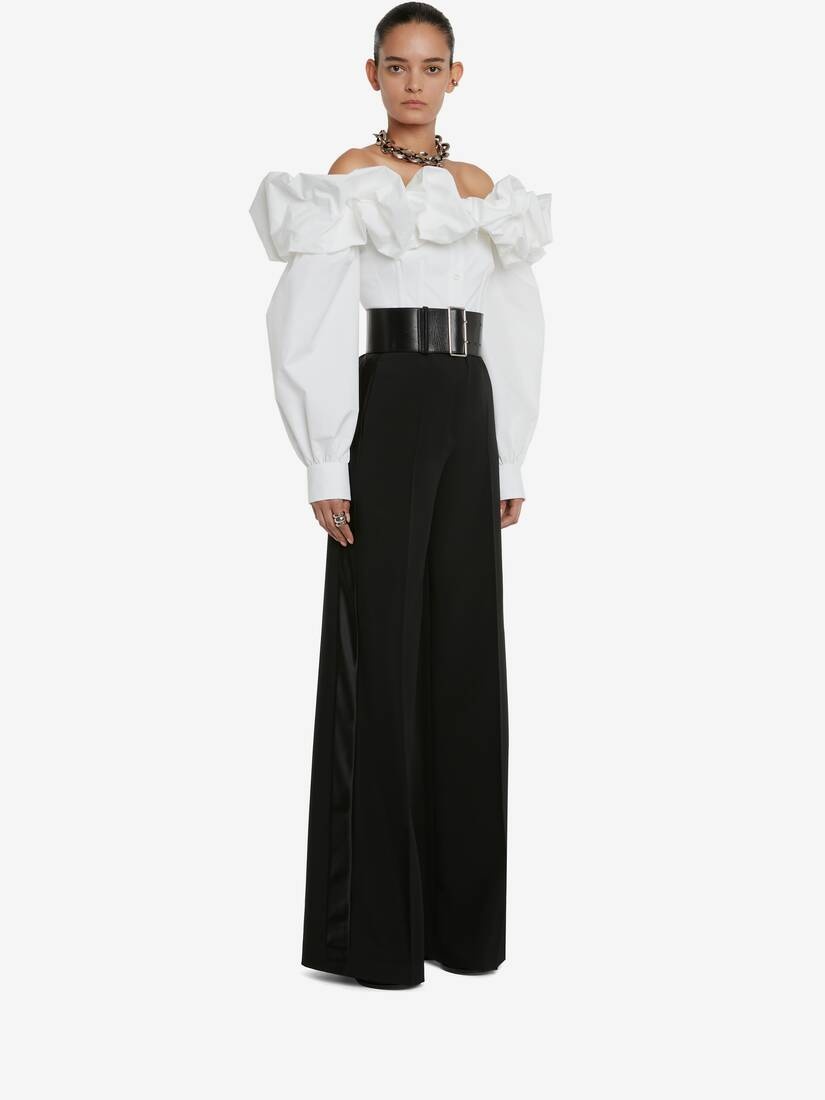 Women's Off-the-shoulder Cocoon Sleeve Shirt in Optical White - 3