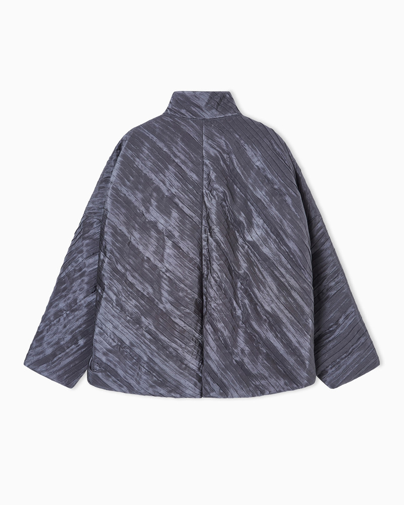 DIAGONAL PLEATED SILK PEA COAT 3