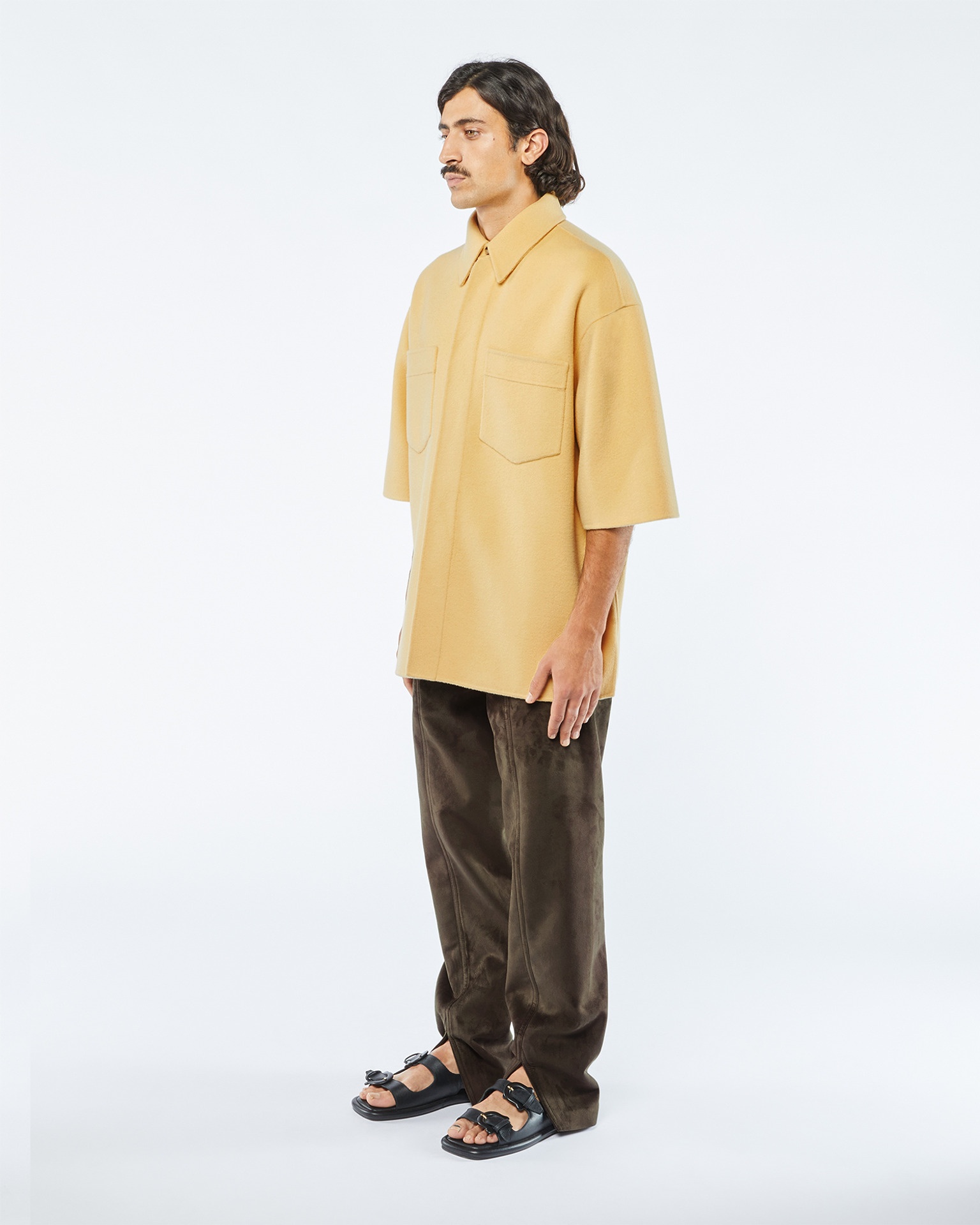 AMON - Double wool and silk overshirt - Sun yellow - 3