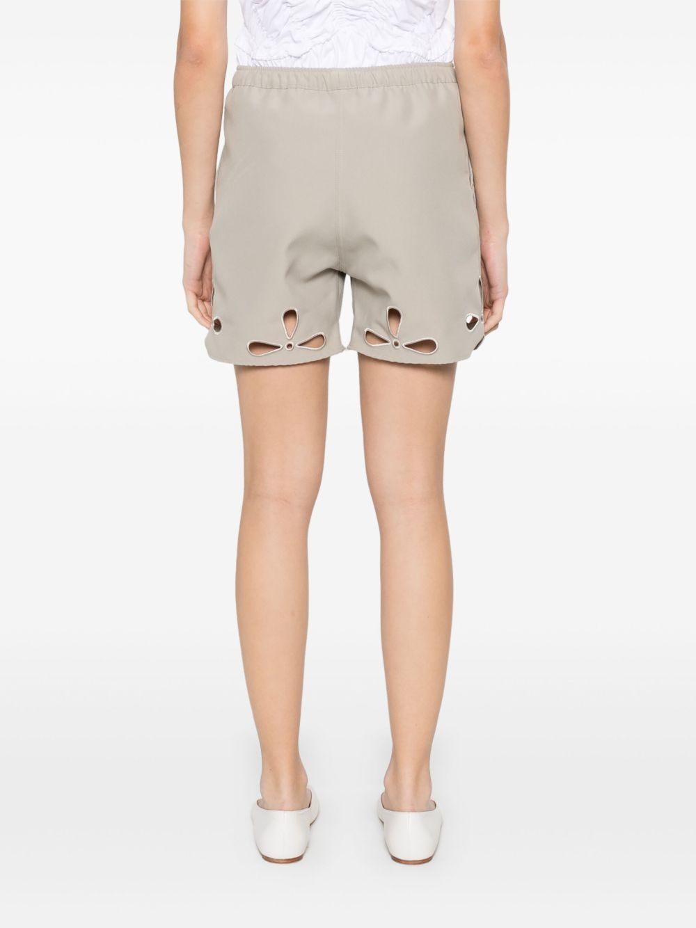 petal-embroidered cut-out shorts - 4