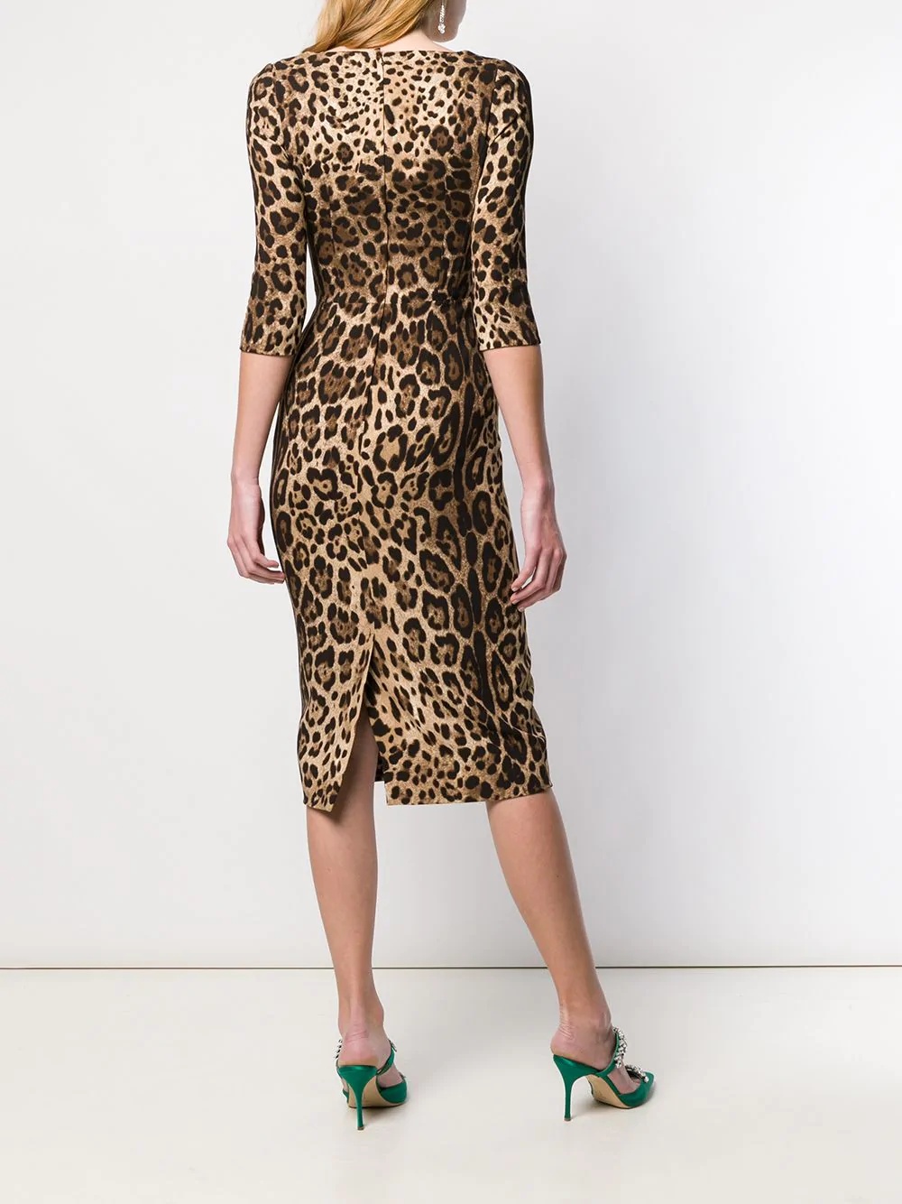 fitted leopard print dress - 4