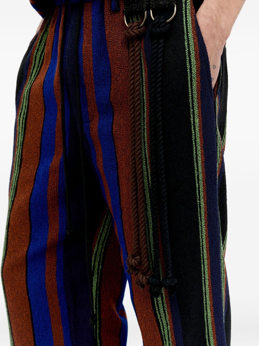 striped rope-detail trousers - 4