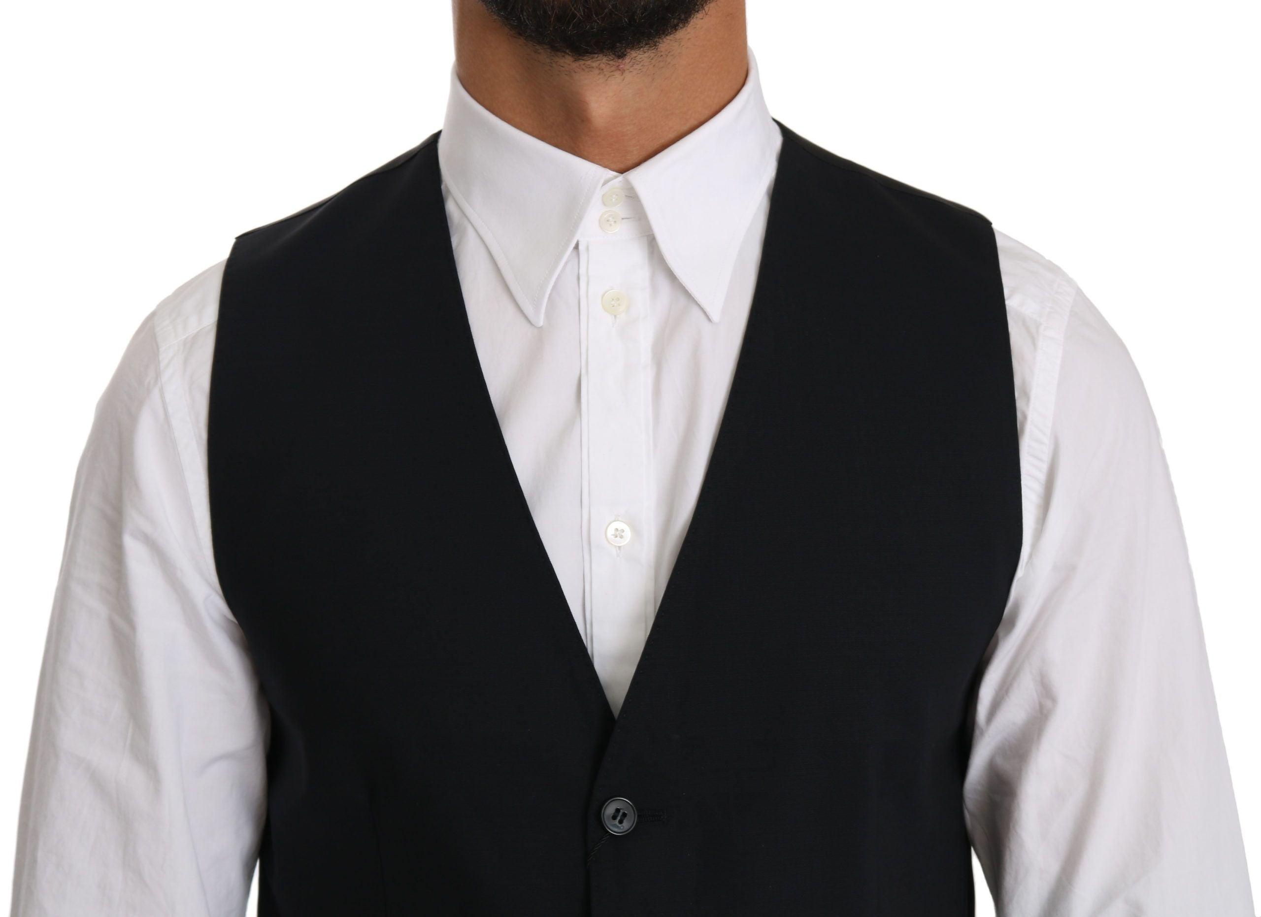 Dolce & Gabbana Blue Wool Waistcoat Formal Gilet Vest - 3