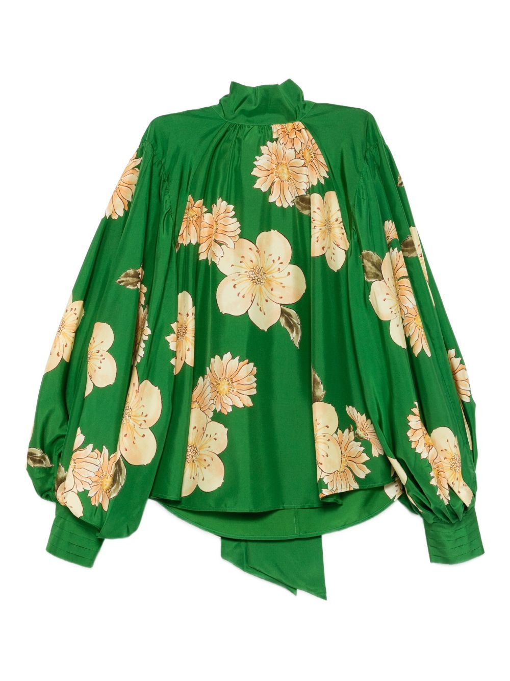 floral-print balloon-sleeves blouse - 2