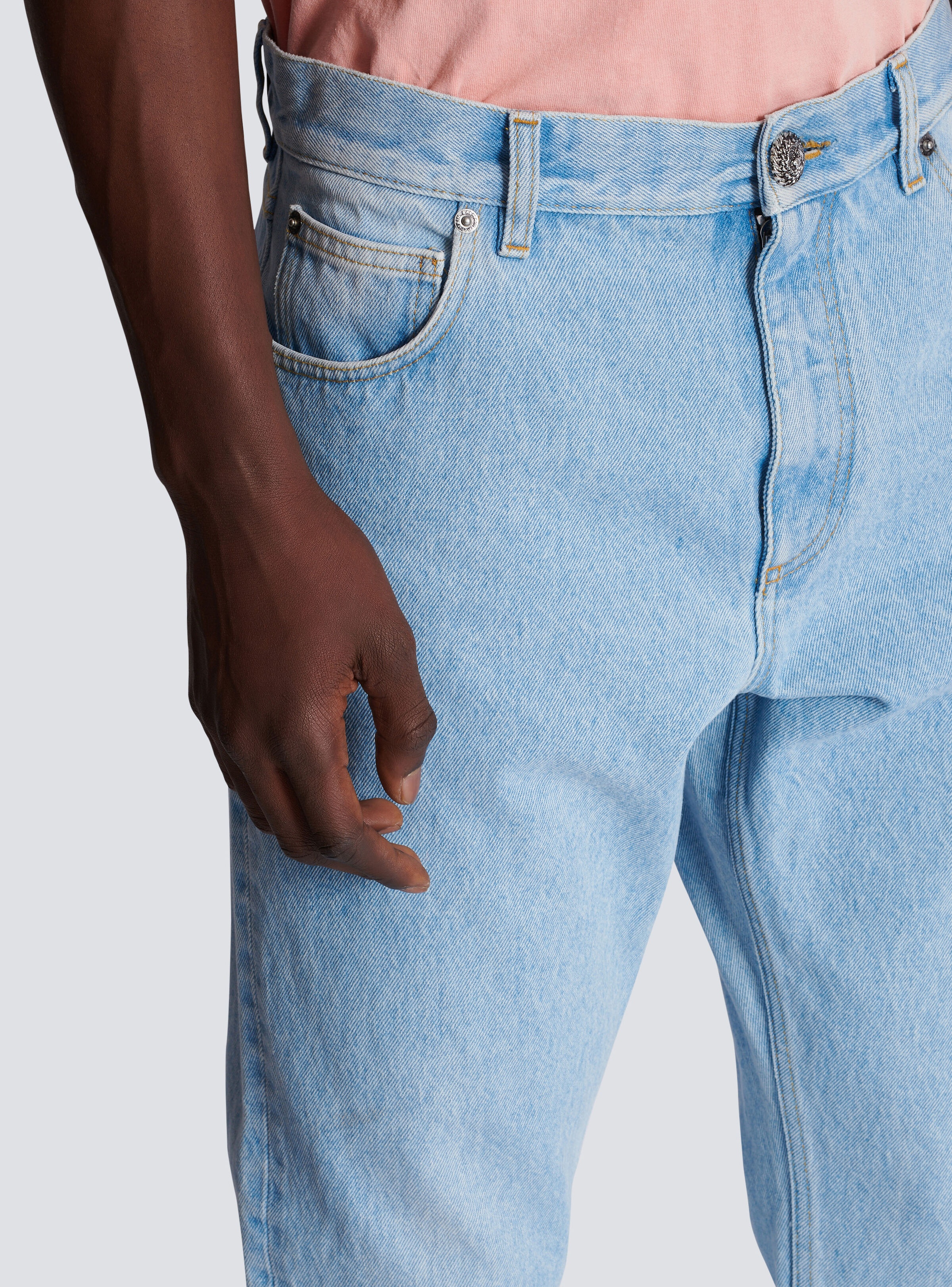 Light blue regular-fit denim jeans - 7
