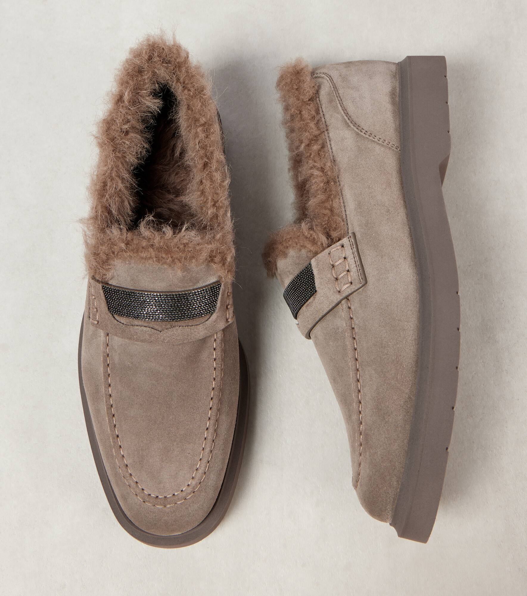 Monili shearling-lined suede loafers - 6