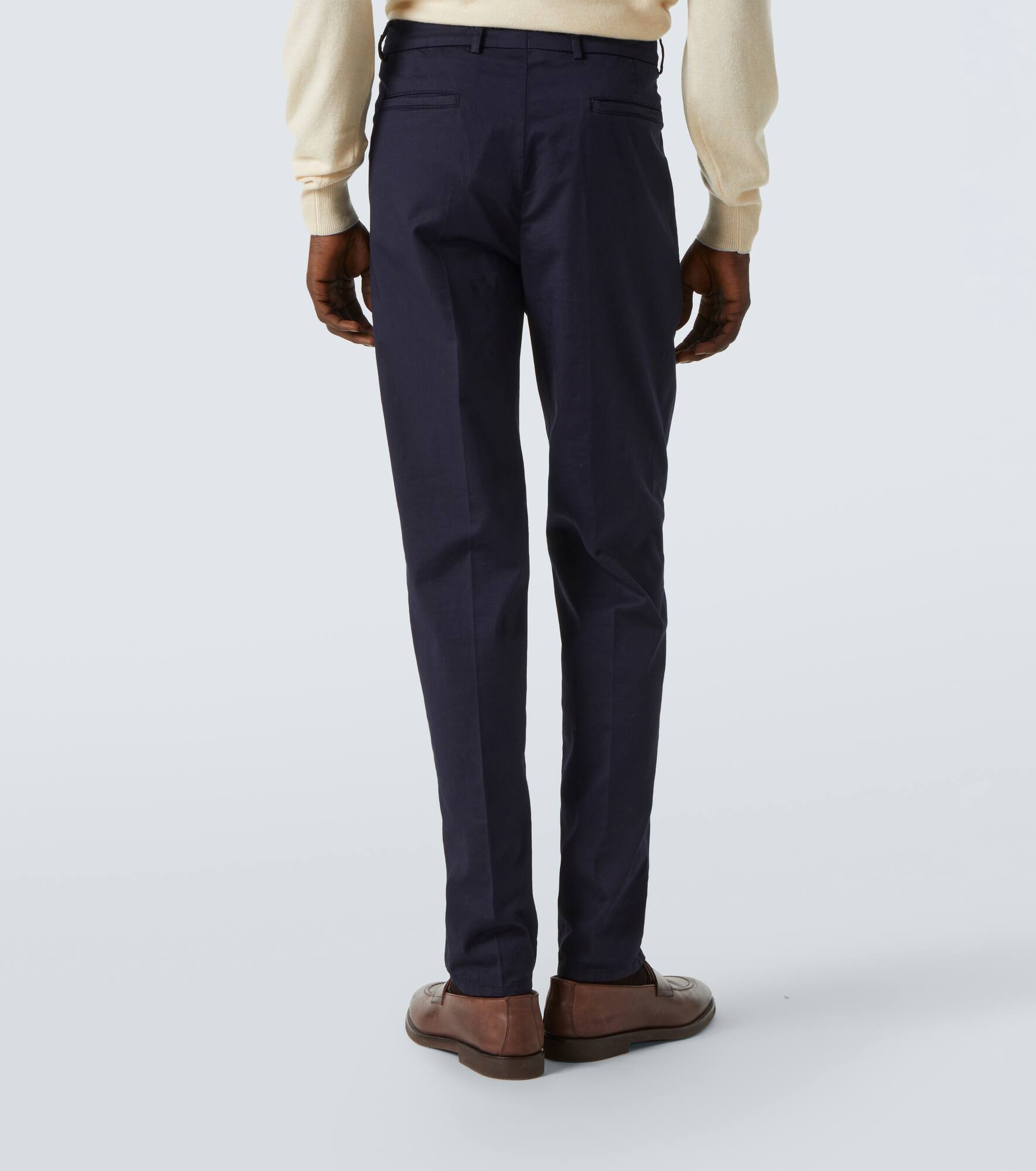 Cotton-blend gabardine slim pants - 4