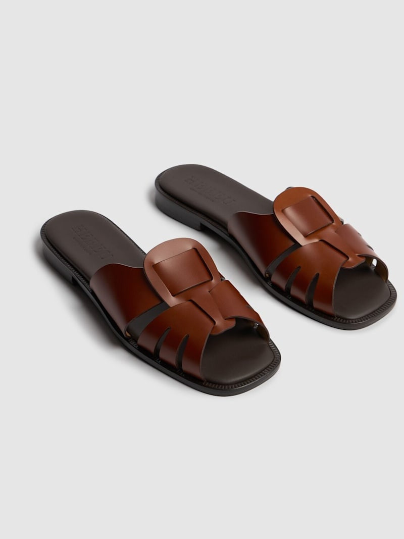 HEREU 10mm Ancora squared leather slides outlook