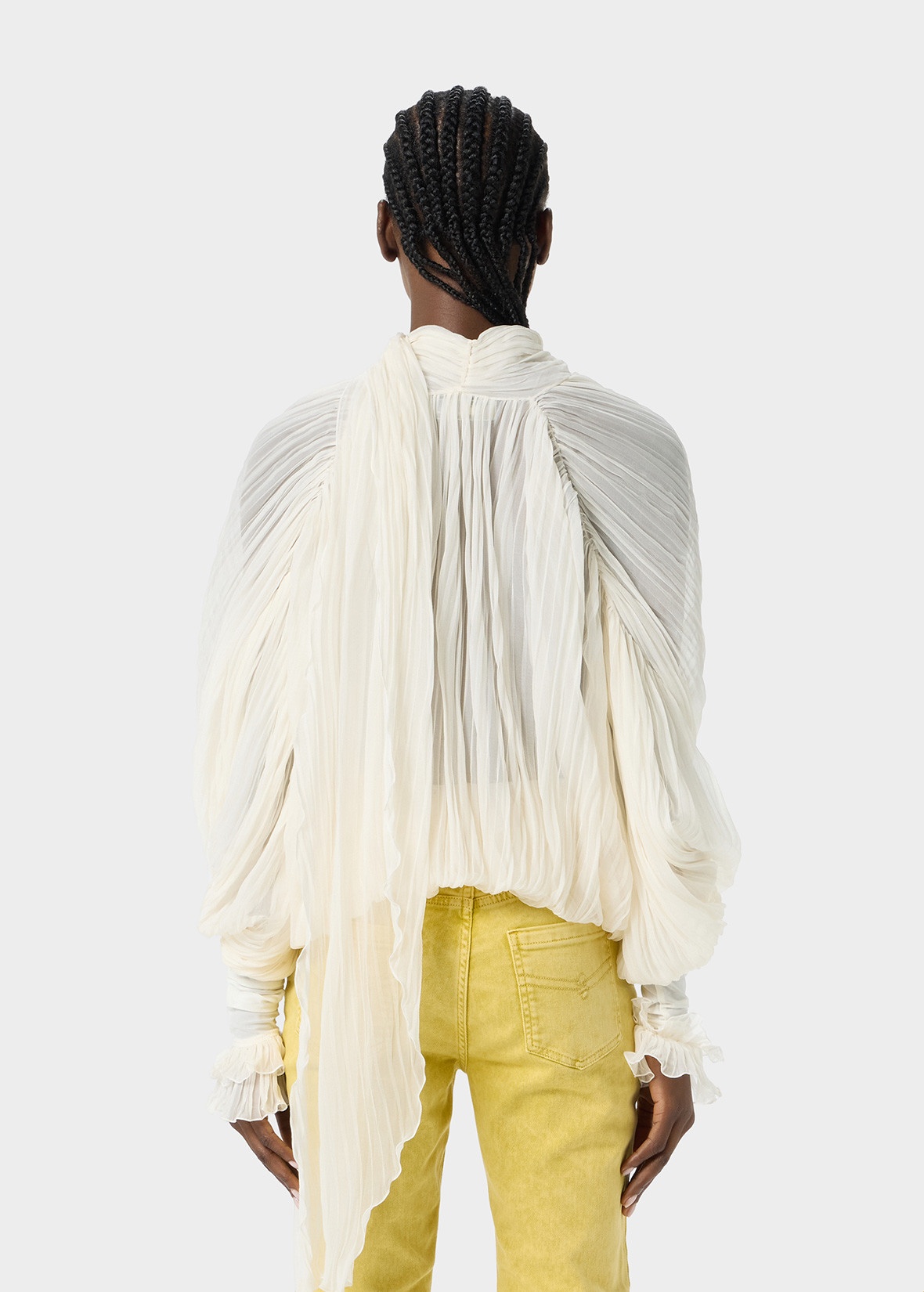 PLEATED BLOUSE IN SILK CHIFFON - 4