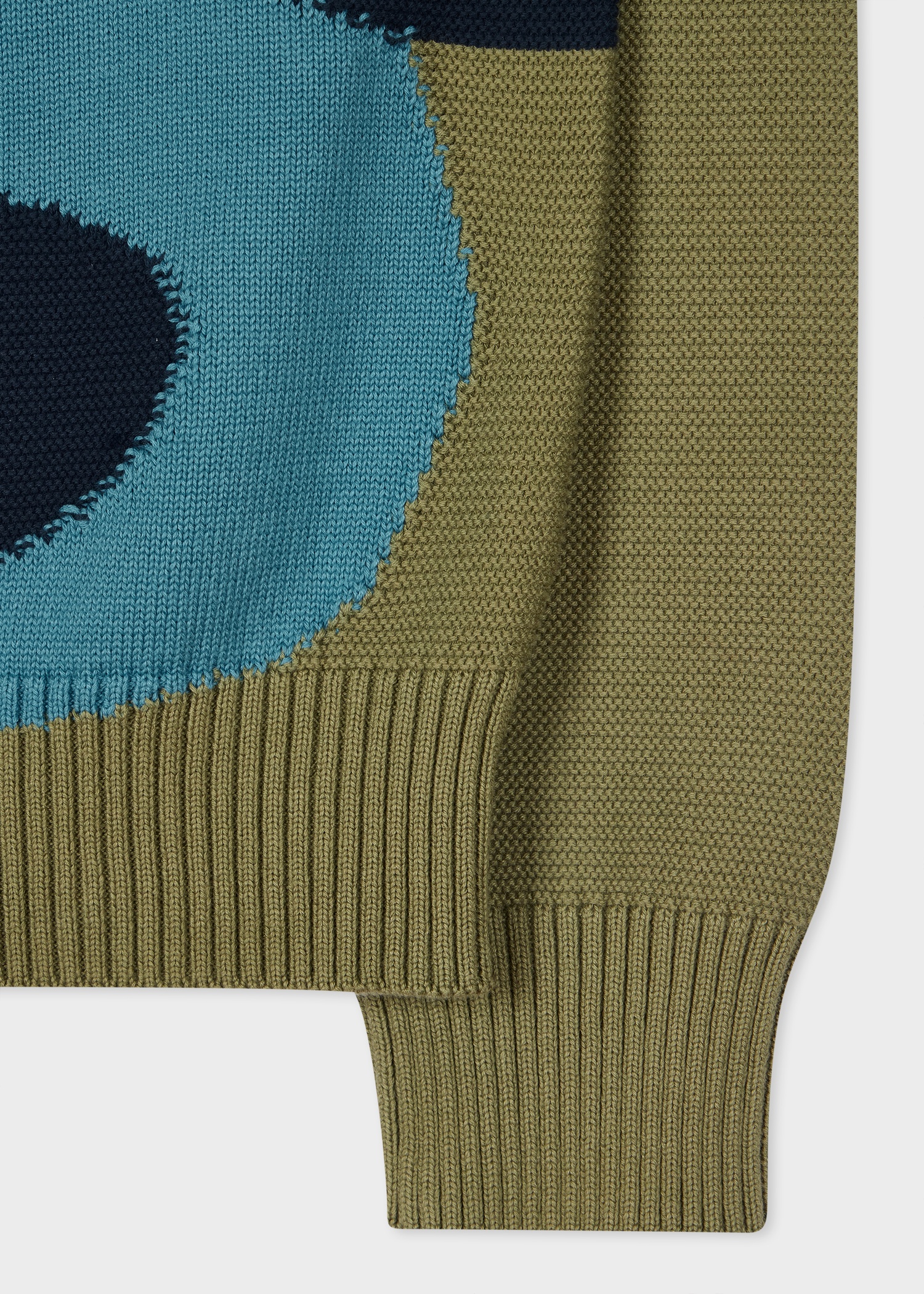 Khaki 'Bold Florals' Stitch Crew Neck Knitted Sweater - 2