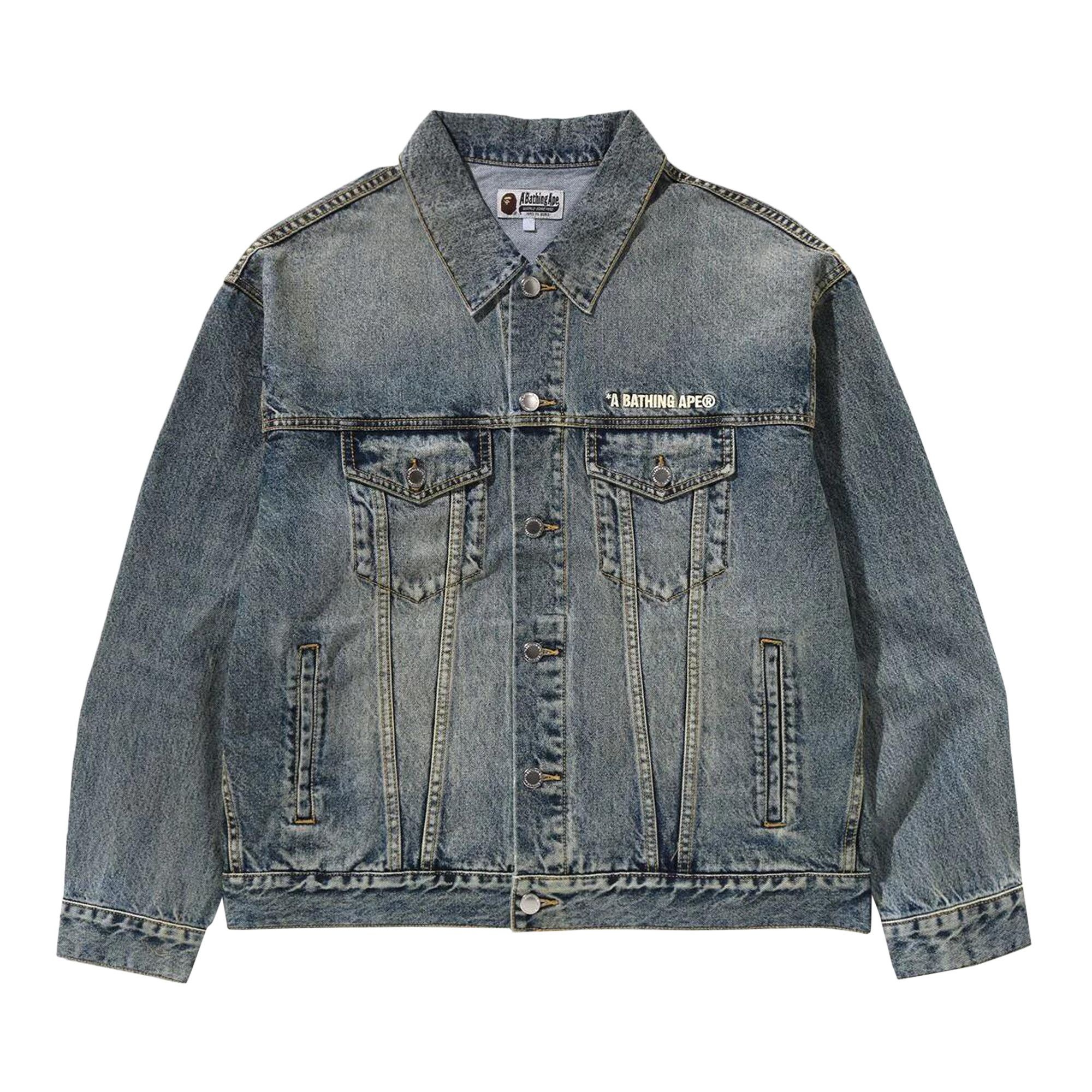 BAPE Distressed Denim Trucker Jacket 'Light Indigo' - 1