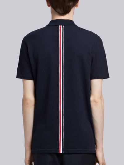 Thom Browne Navy Cotton Pique Center Back Stripe Relaxed Fit Polo outlook