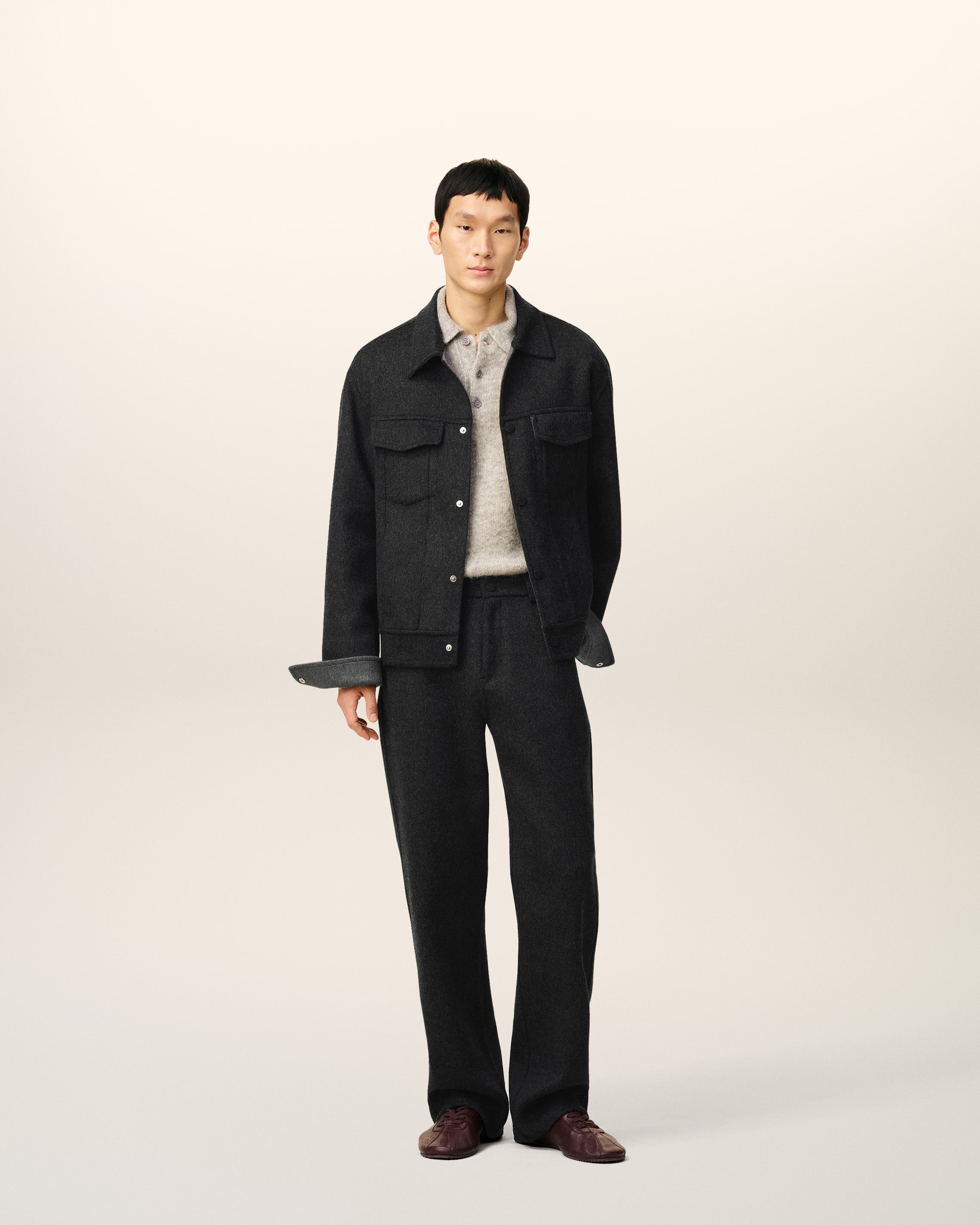 GREY WOOL TRUCKER JACKET - 2