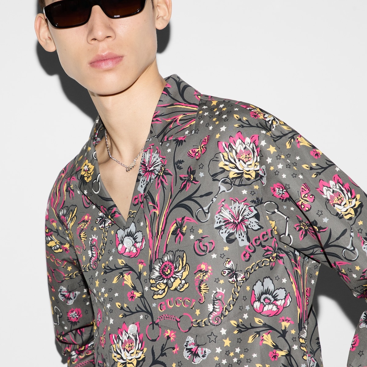 Gucci floral punk print floral shirt - 5