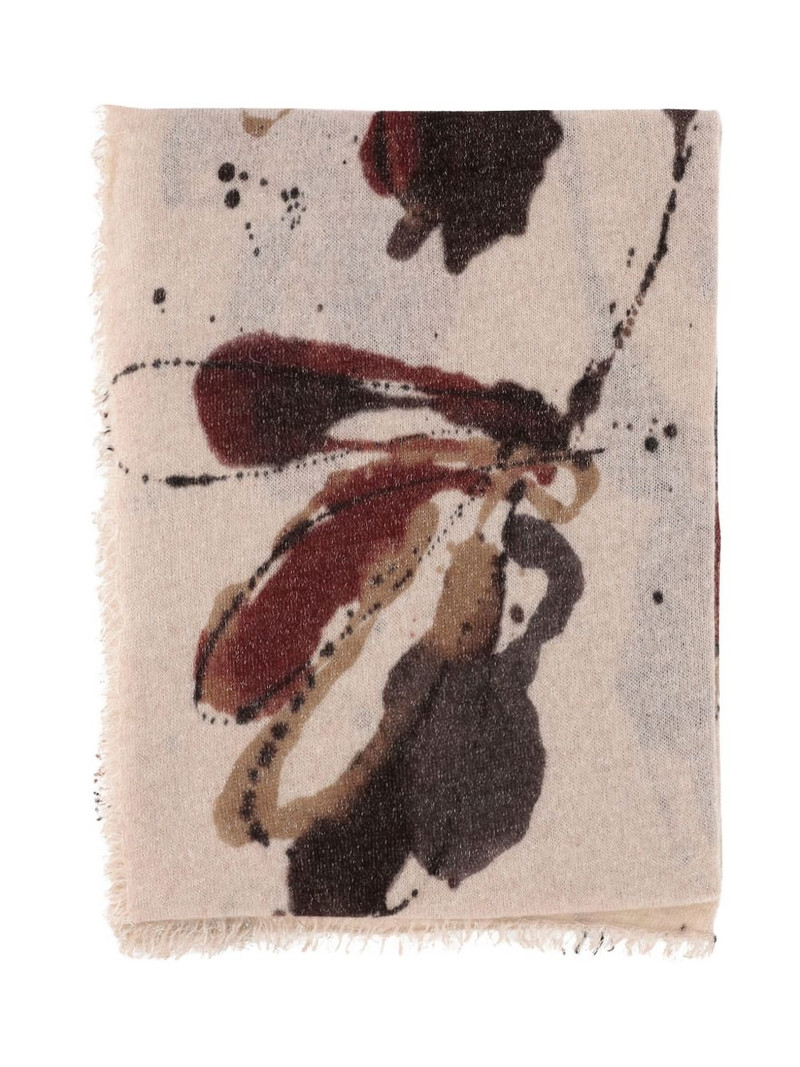 Faliero Sarti abstract-print fringed scarf outlook